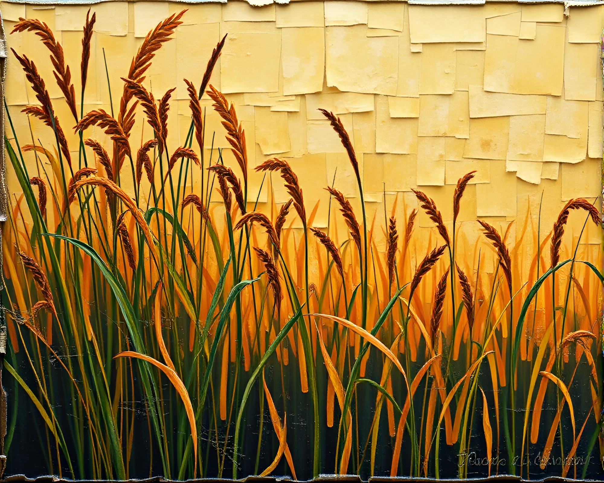 Savannah Grass Torn Edges Sgraffito Artwork – free AI stock image