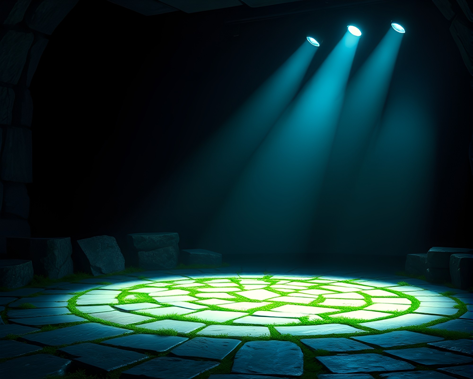 Majestic Stone Circle Illuminated by Stage Light – free AI stock image