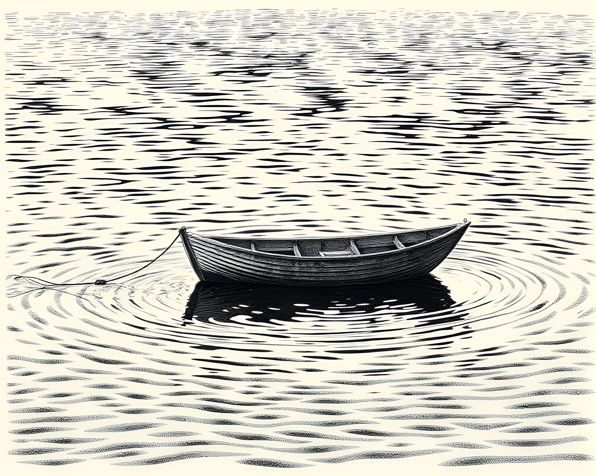 Hydrofoil Boat on Reflective Water with Cross-Processed Engraving – free AI stock image