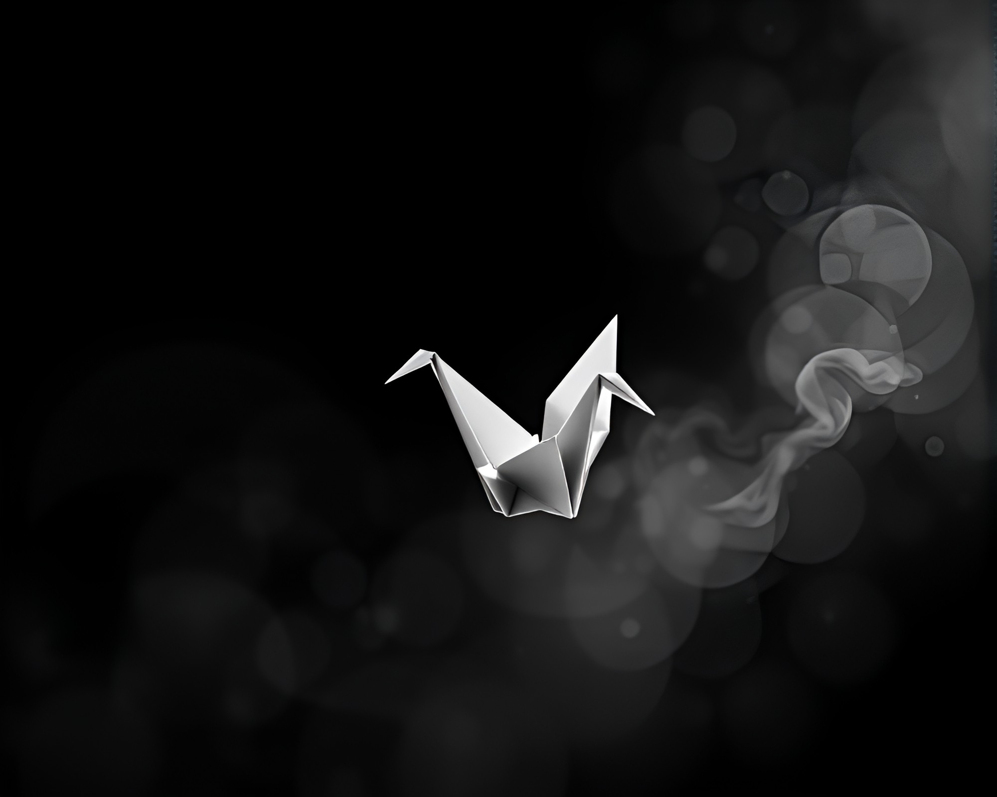 Elegant Vector Halftone Origami Crane in Misty Monochrome – free AI stock image