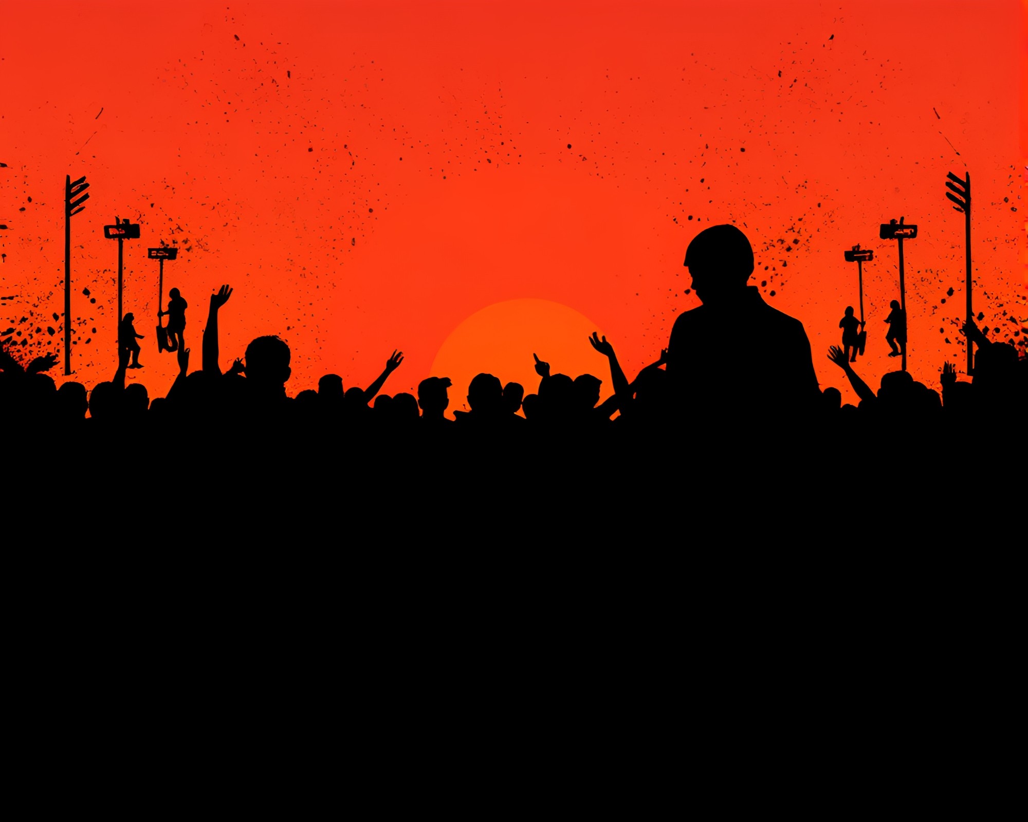 Spectacular Hoverboard Sunset Silhouette Splatter Art – free AI stock image