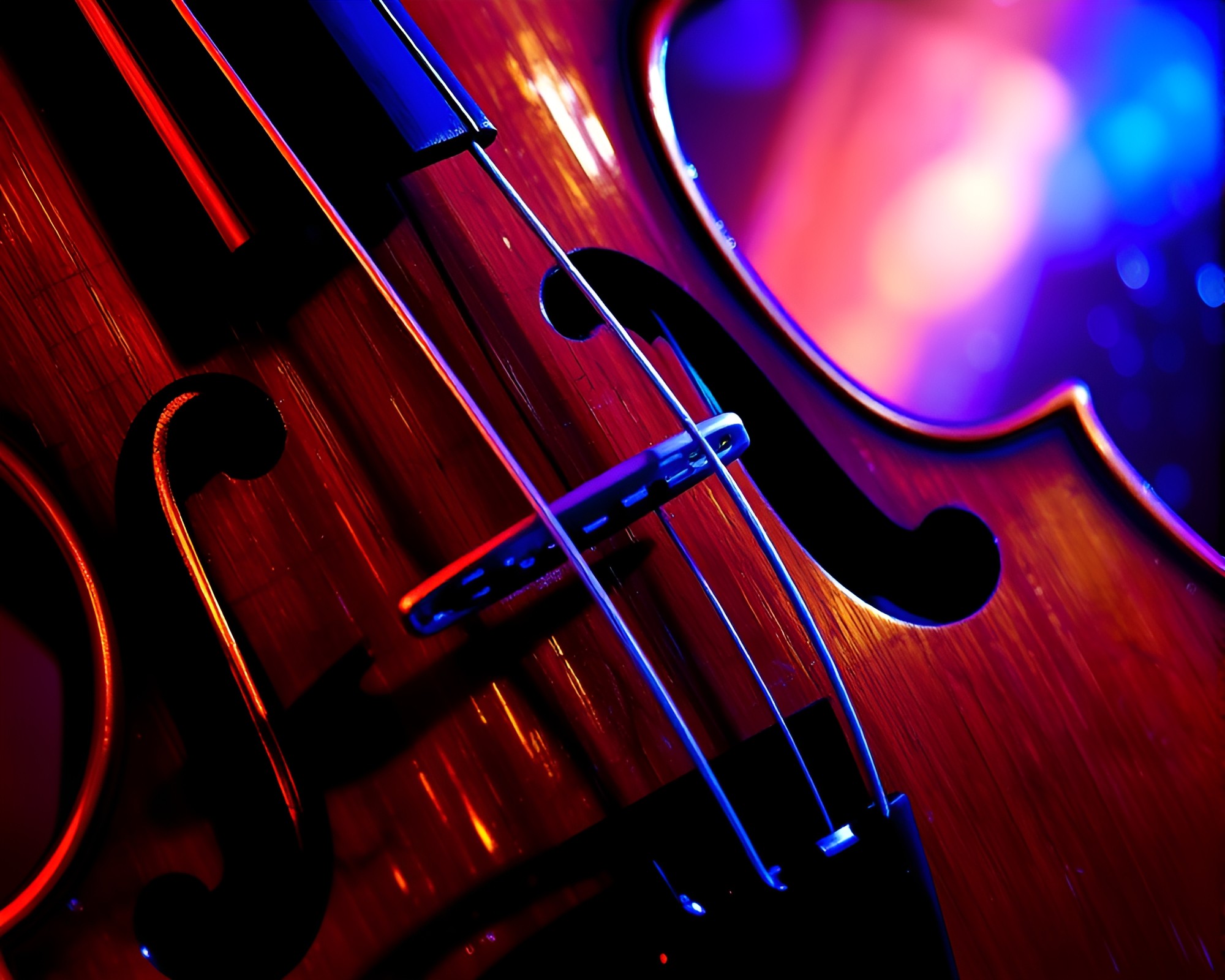 Violin Strings Reflecting Ultraviolet Geometric Light – free AI stock image