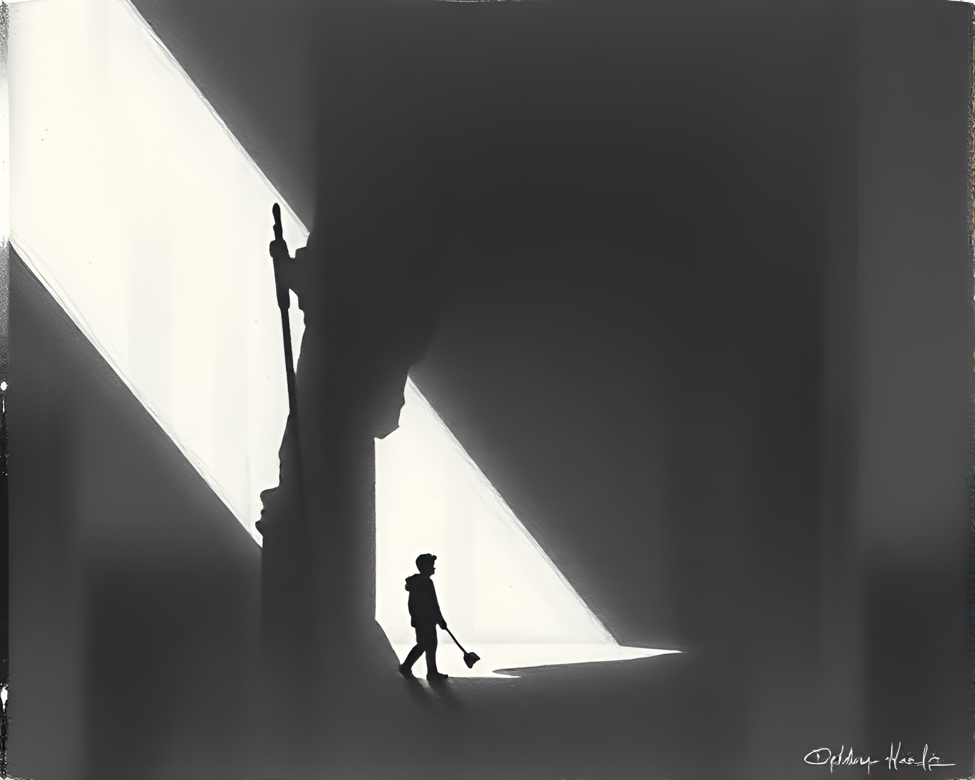 Cavernous Chalk Drawing: Shadow Silhouette – free AI stock image