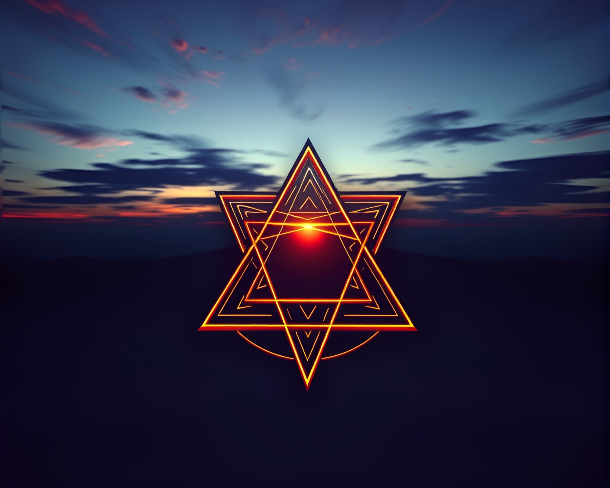 Esoteric Stereoscopic Sigil in Geometric Twilight Harmony – free AI stock image