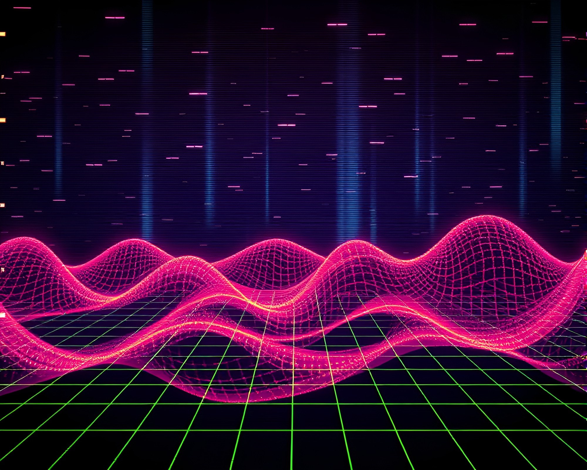 Retro Grid Fractal Fusion with Dynamic CRT Lighting – free AI stock image