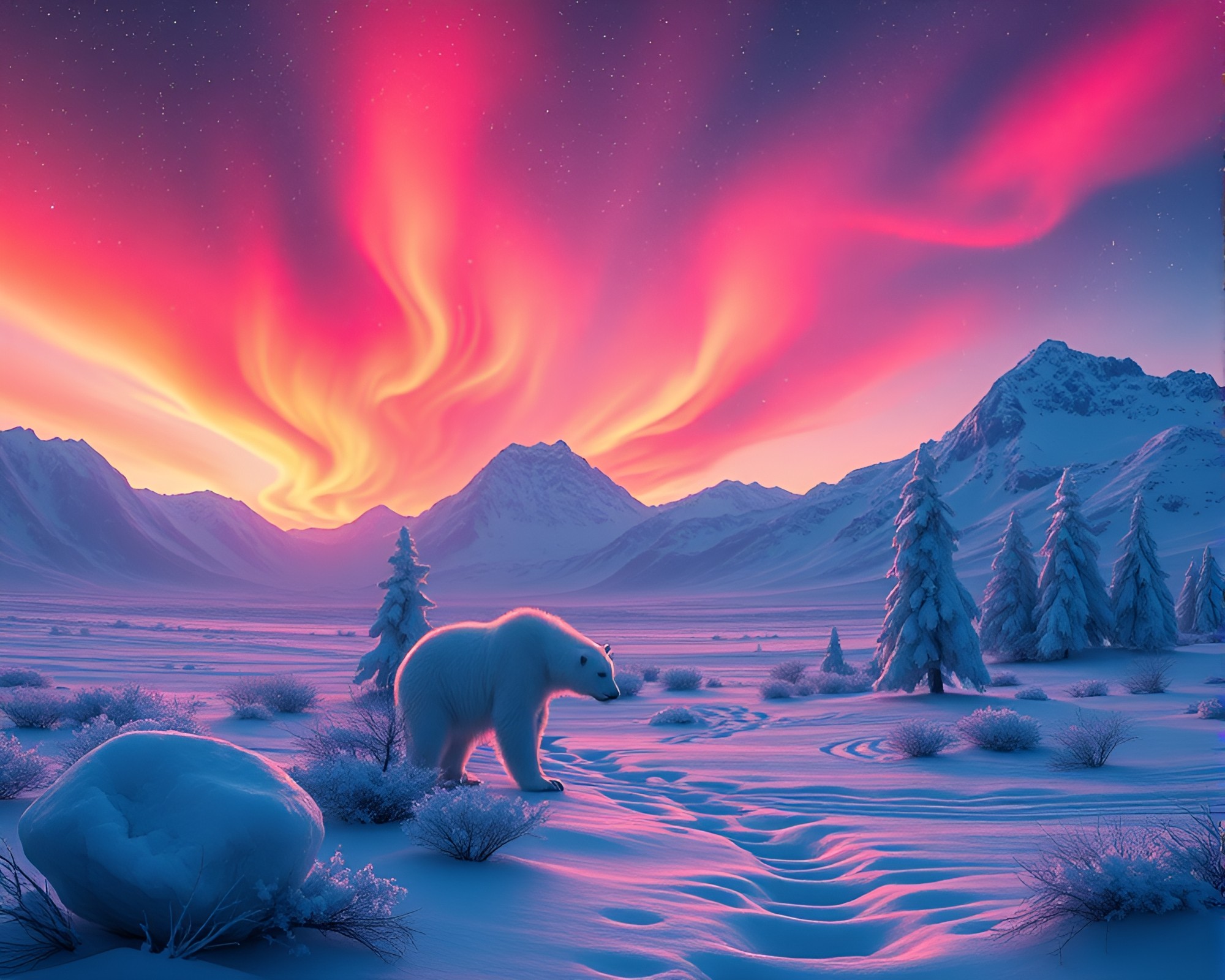 Enchanted Fairyland at Polar Twilight – free AI stock image