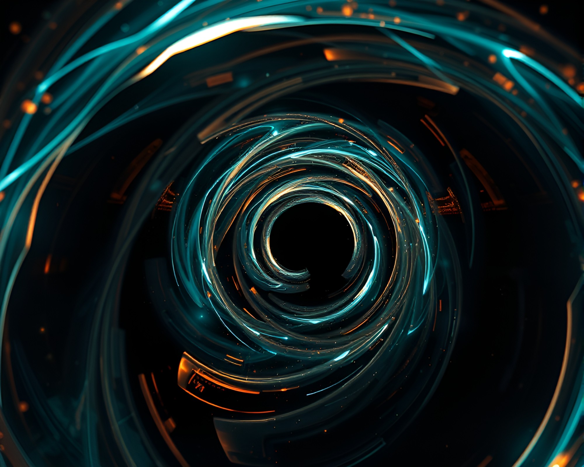 Swirling Vortex Glass Tunnel with Fluorescent Glow – free AI stock image
