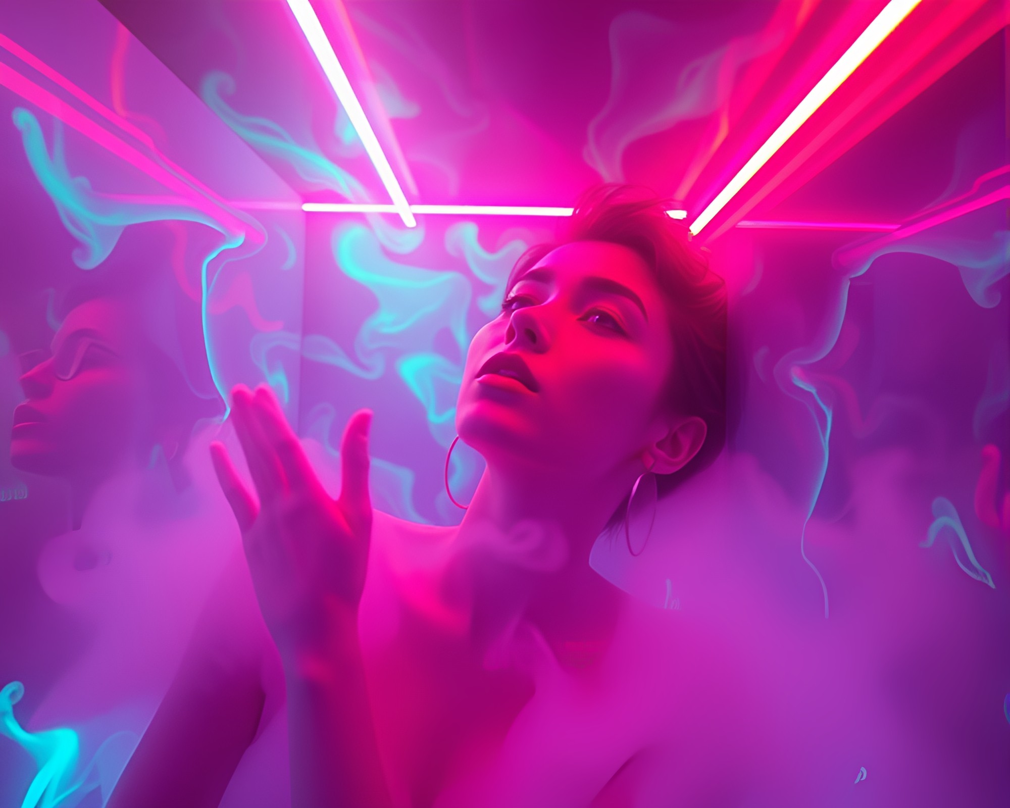 Neon Astral Projection in Anaglyph 3D Dream – free AI stock image