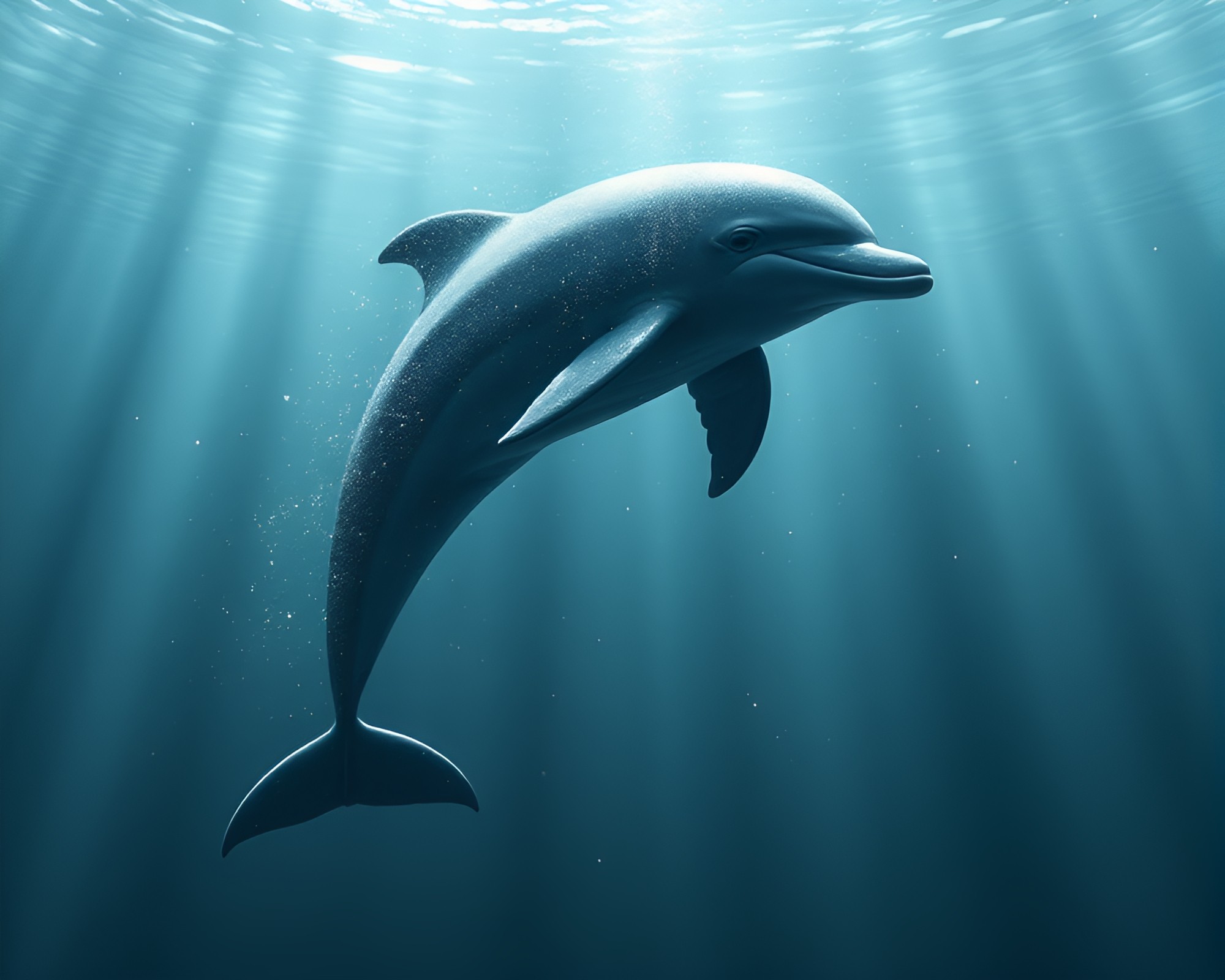 Ethereal Dolphin Among Floating Particles Concept Art – free AI stock image