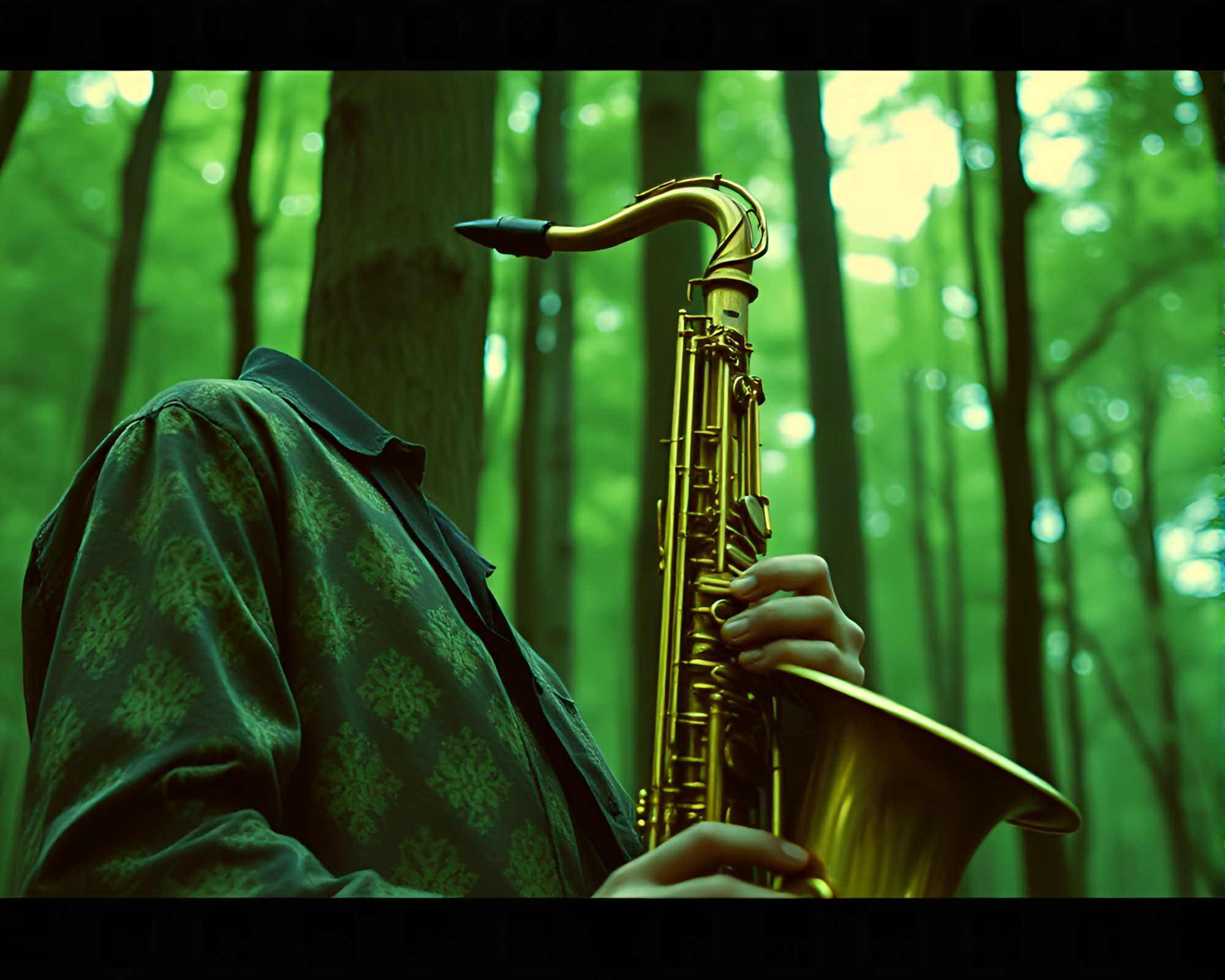 Enchanted Forest Saxophone Composition – free AI stock image