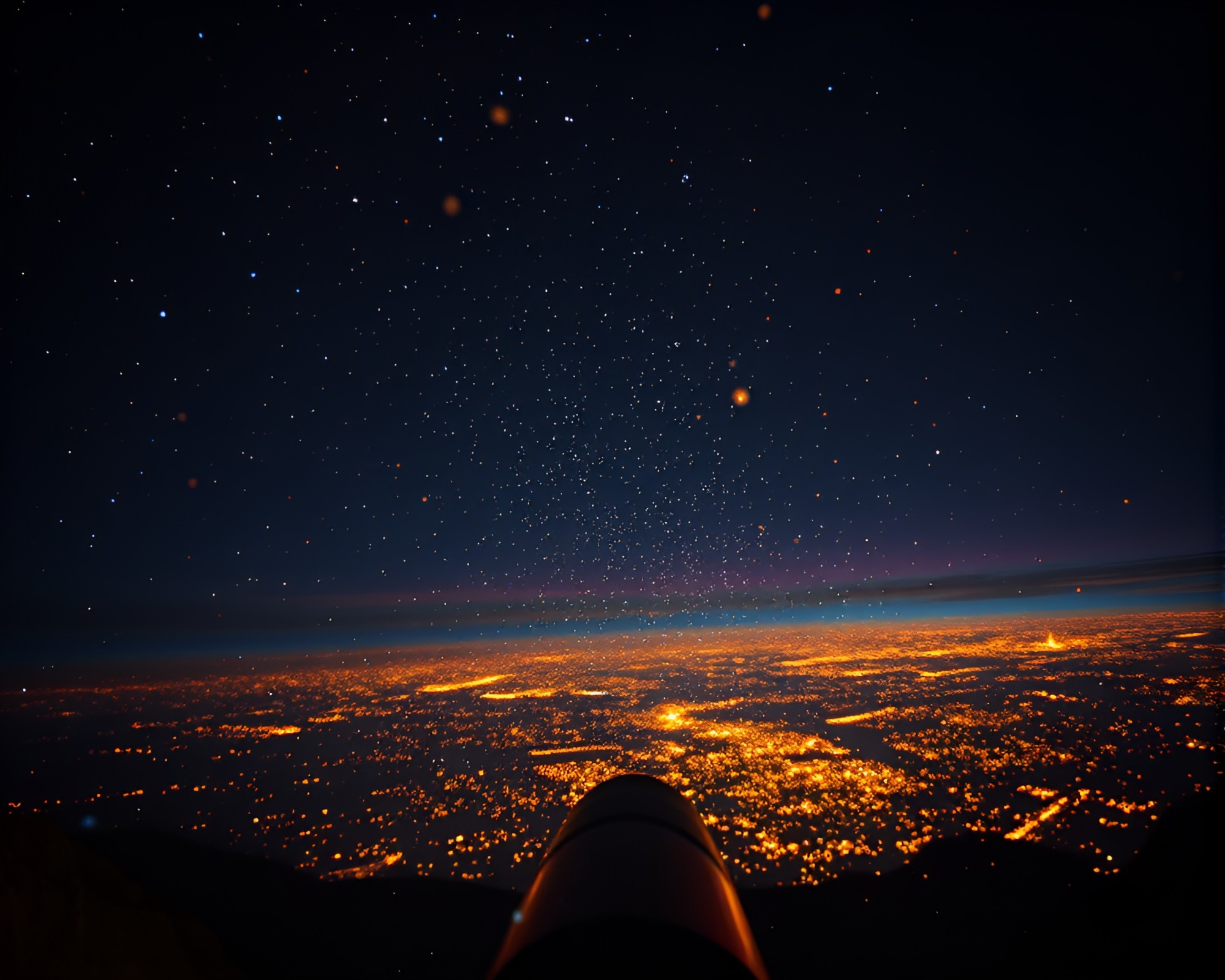 Telescope Observing Floating Particles in Warm Light – free AI stock image