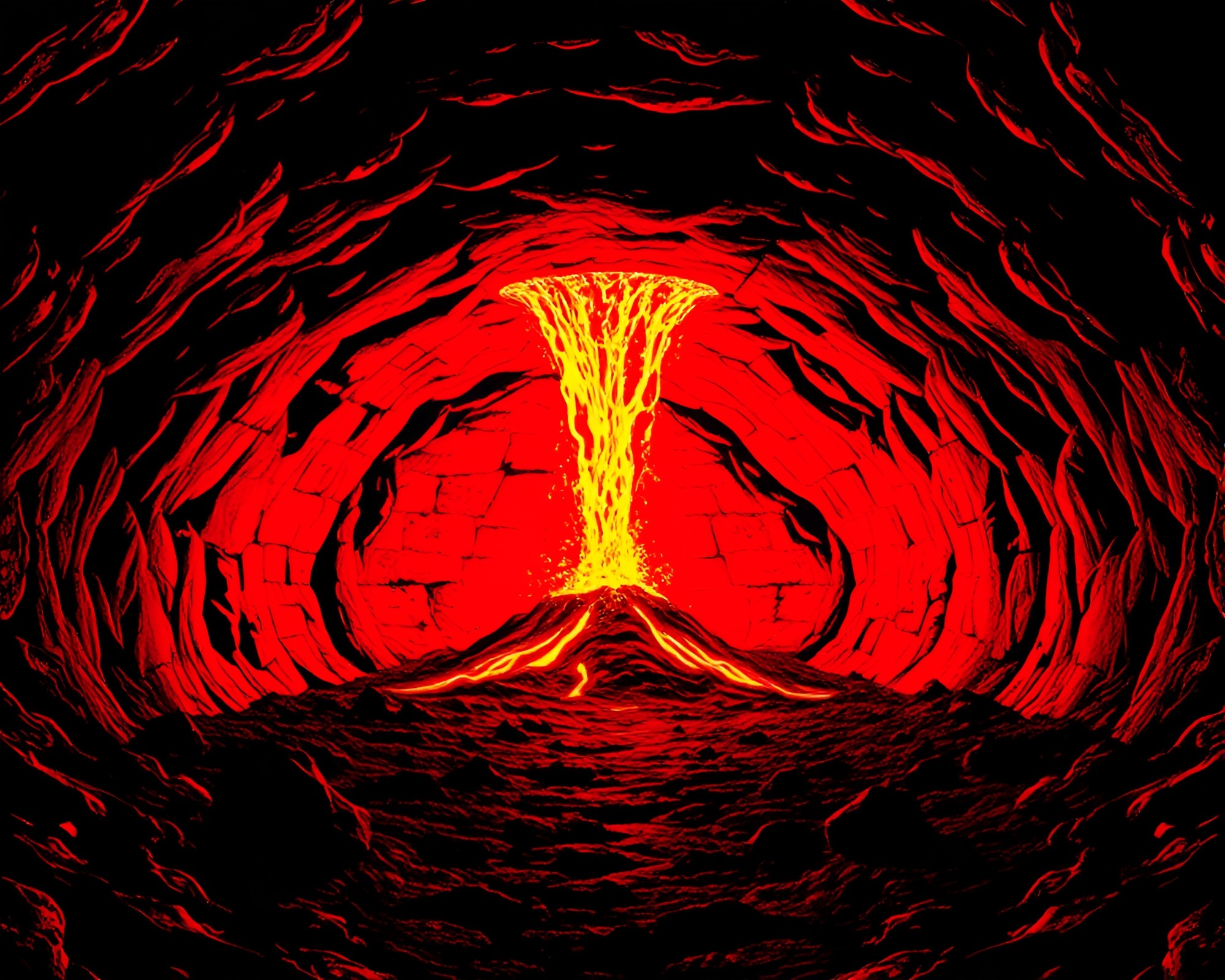 Eerie Underground Bunker with Fiery Red Glow – free AI stock image