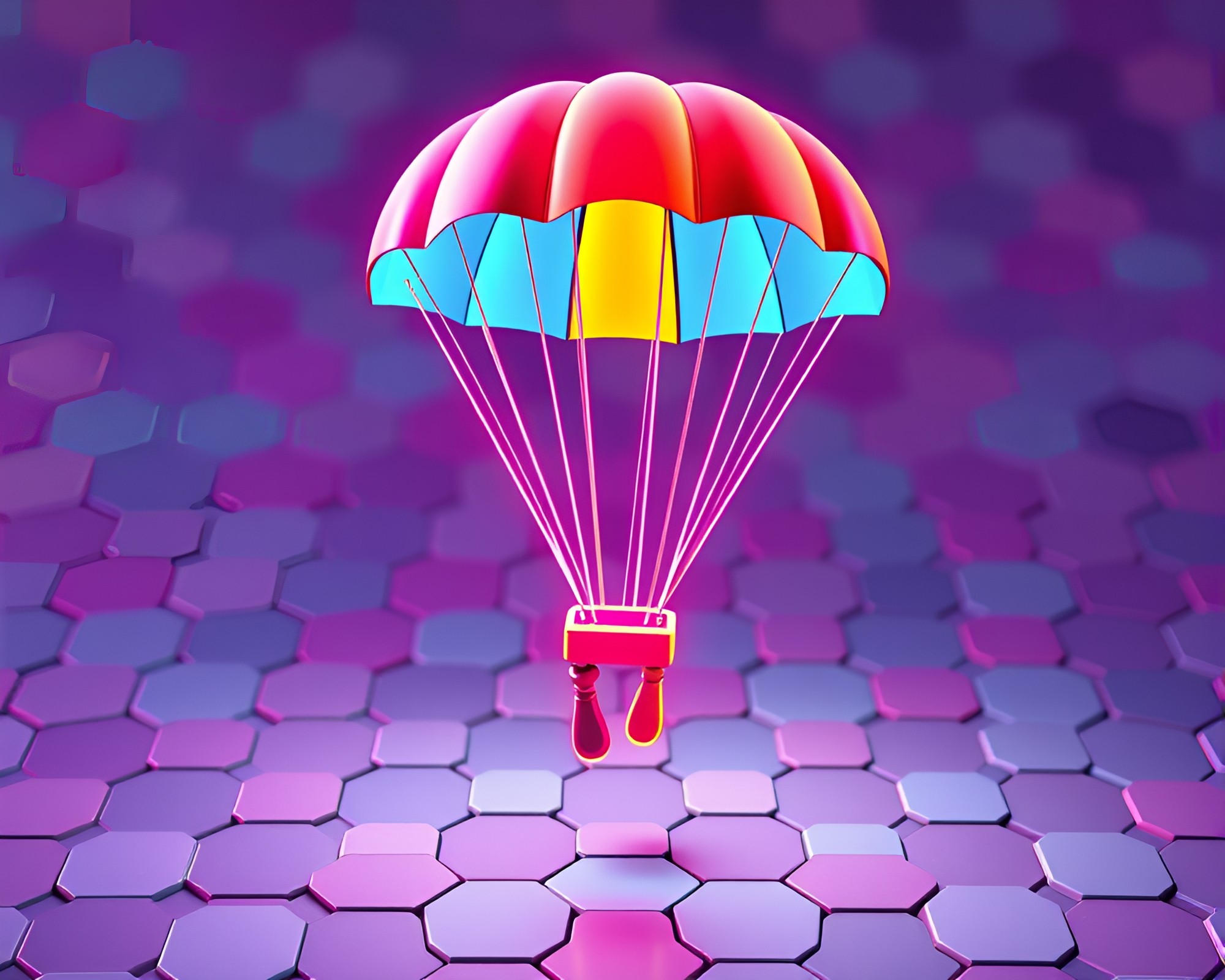 Hexagonal Tiling Parachute Jumper in Pastel Neon 3D Scan – free AI stock image