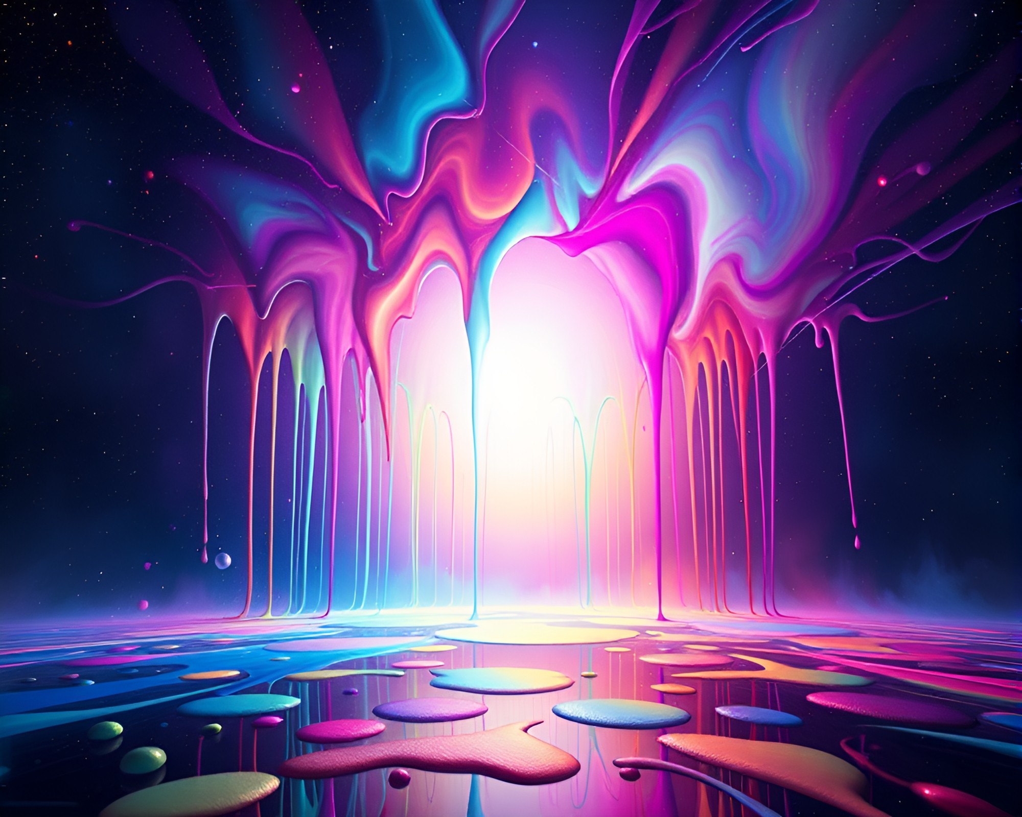 Aurora Wormhole Generator in Color Field Spray Paint – free AI stock image