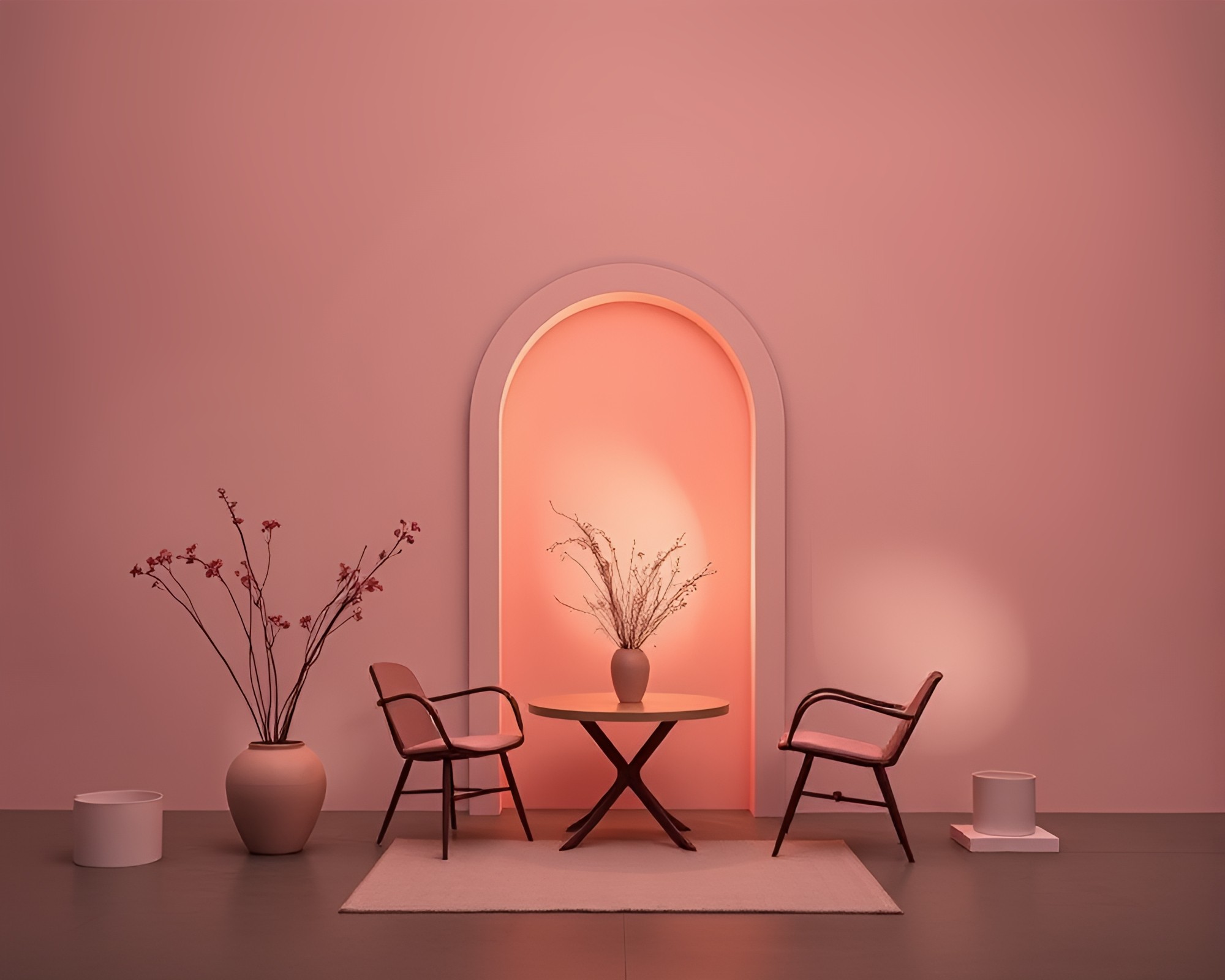Blush Pink Rickshaw in Minimalist Center Composition – free AI stock image