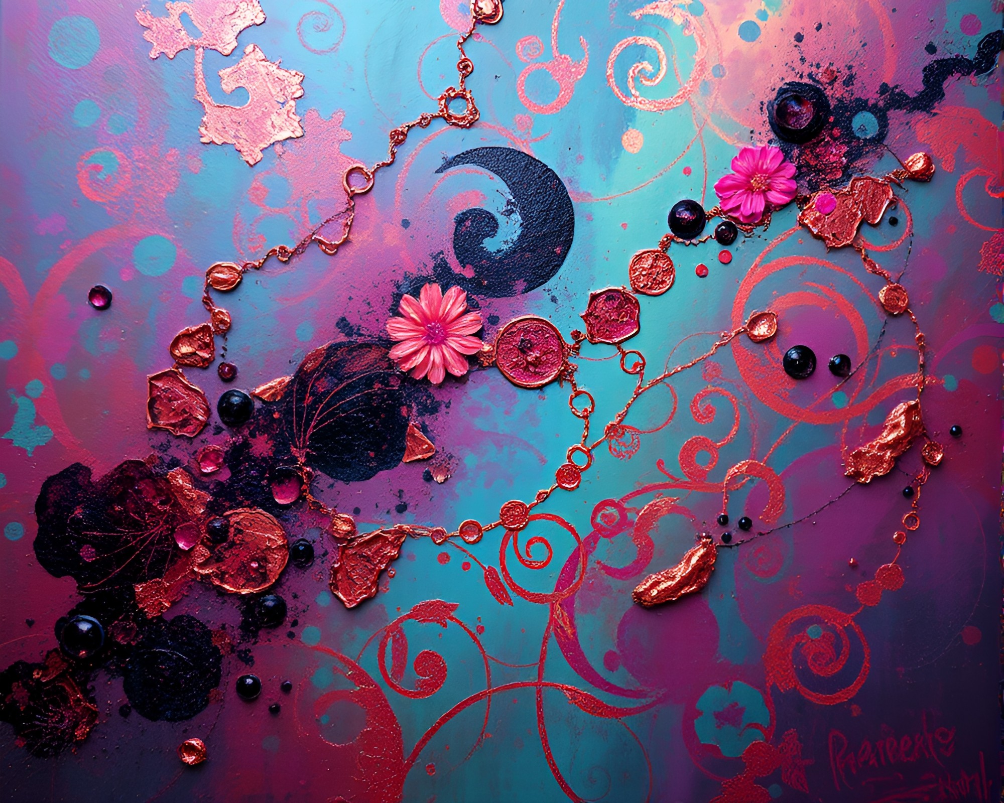 Copper Verdigris Astral Projection in Magenta Punch – free AI stock image