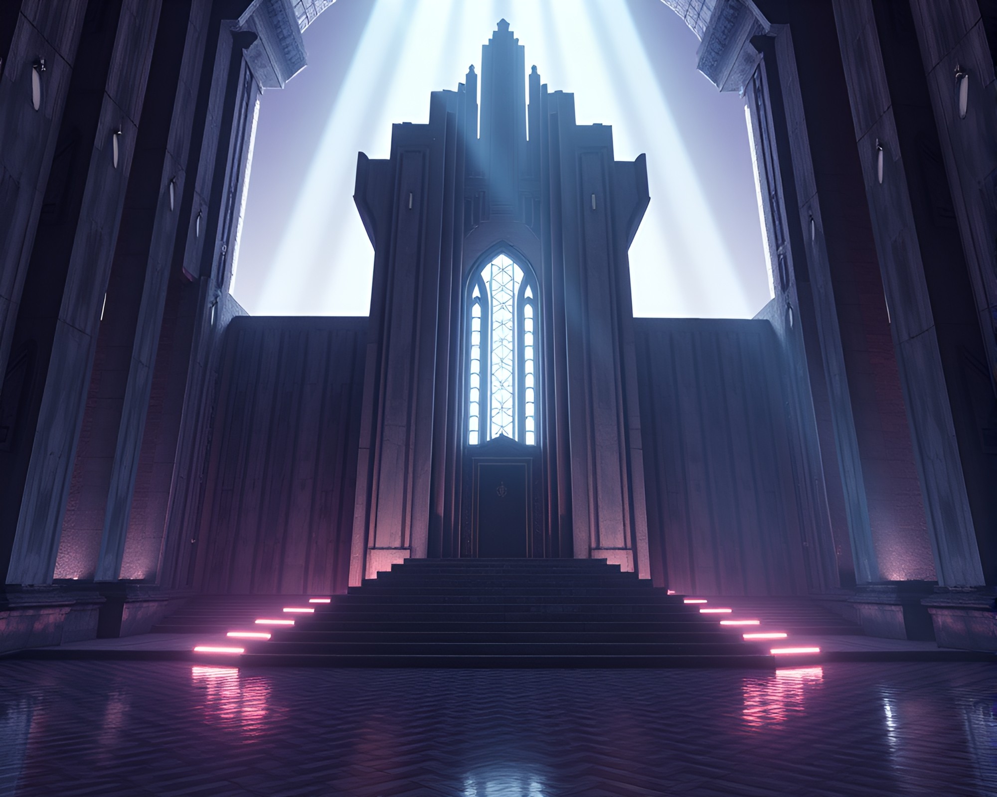 Brutalist Throne Room with Crosshatched CGI Rendering – free AI stock image