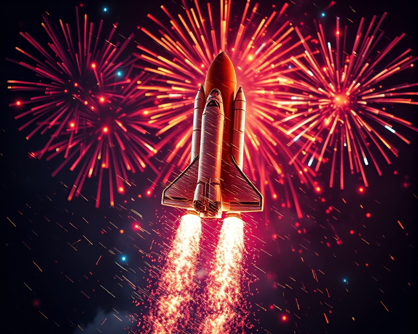 Data visualization of shuttle in festival fireworks glow.