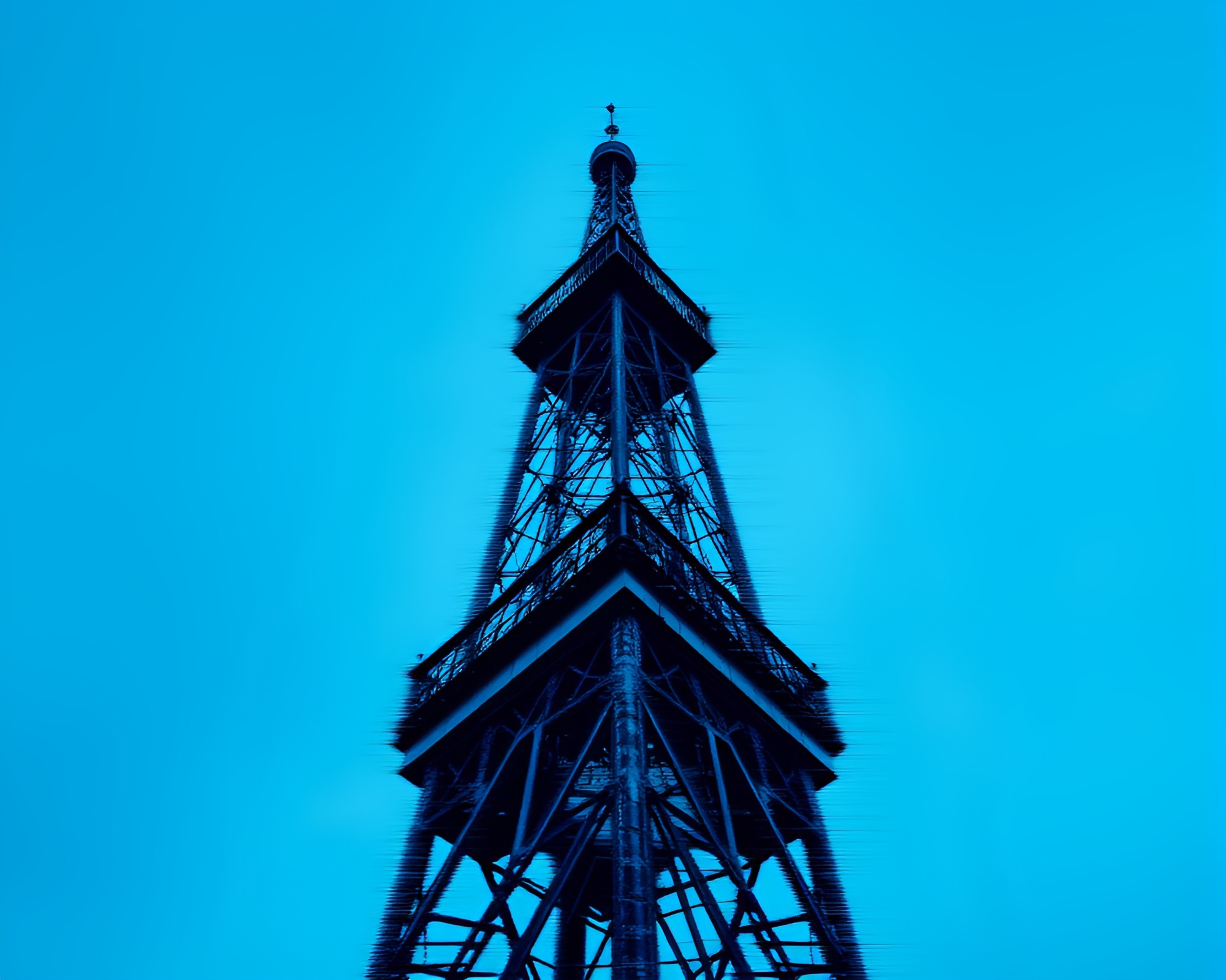 Glitch Art Tower in Monochrome Blue Photocollage – free AI stock image