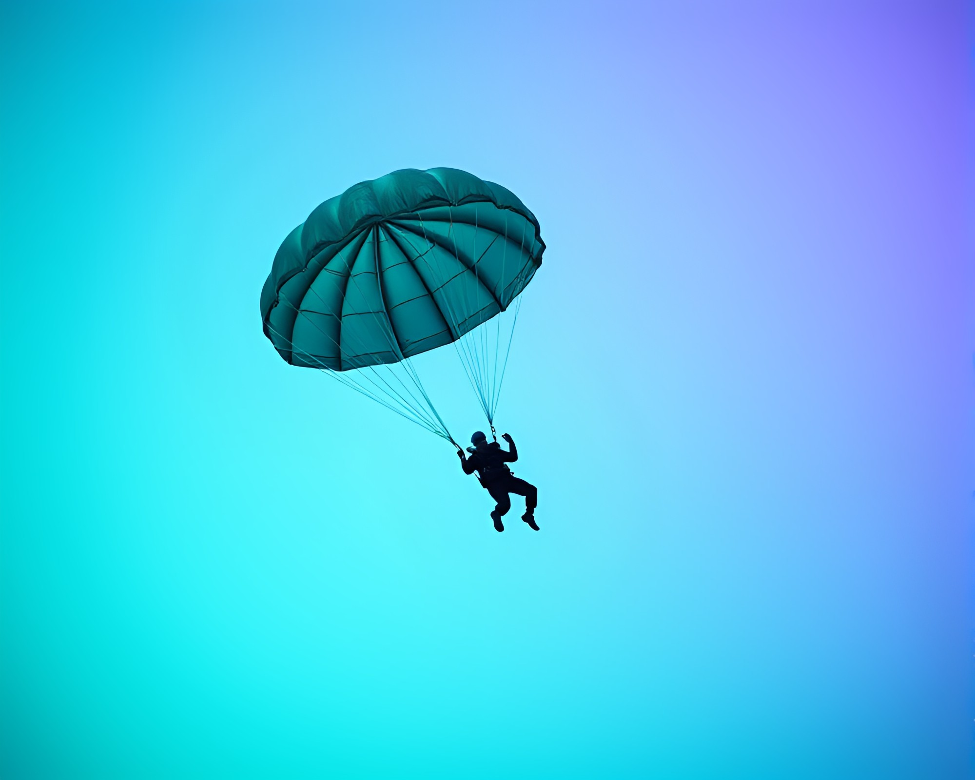 Copper Verdigris Parachute Jumper in Ultraviolet Fantasy – free AI stock image
