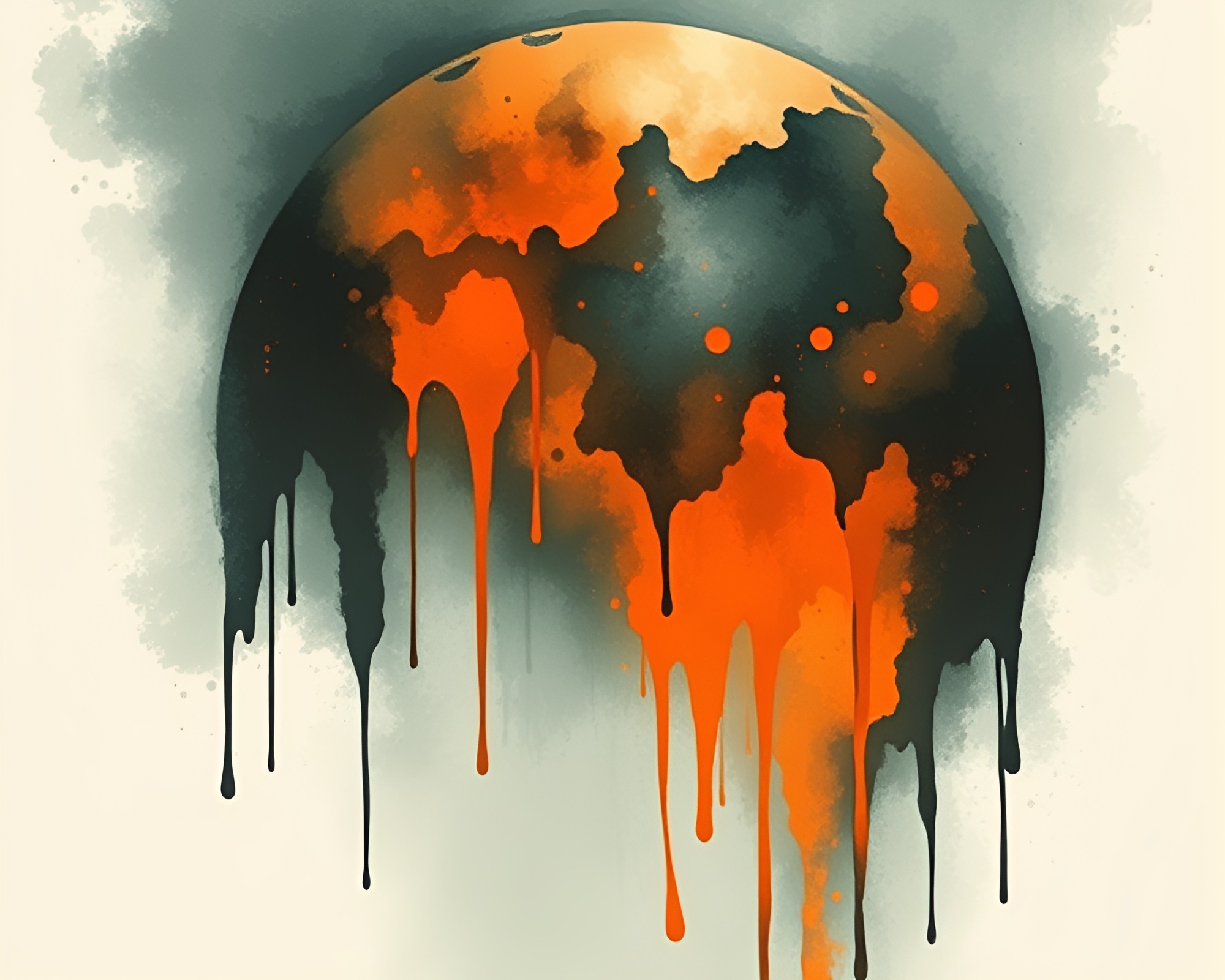 Ink Wash Underwater Dome Pixel Art – free AI stock image