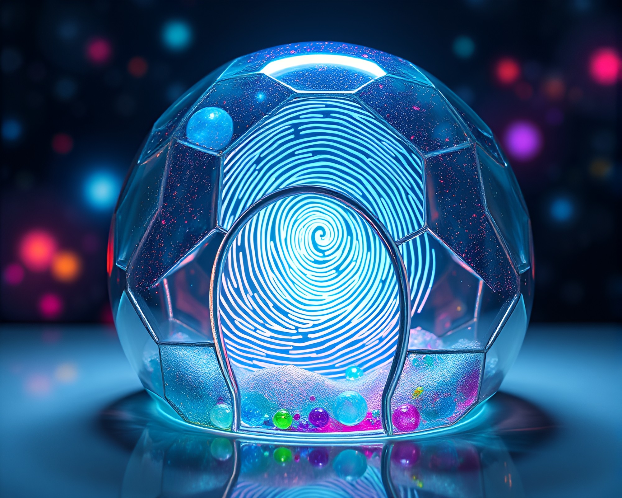 Swirling Fingerprint Glass Igloo in Galactic Maximalist Design – free AI stock image