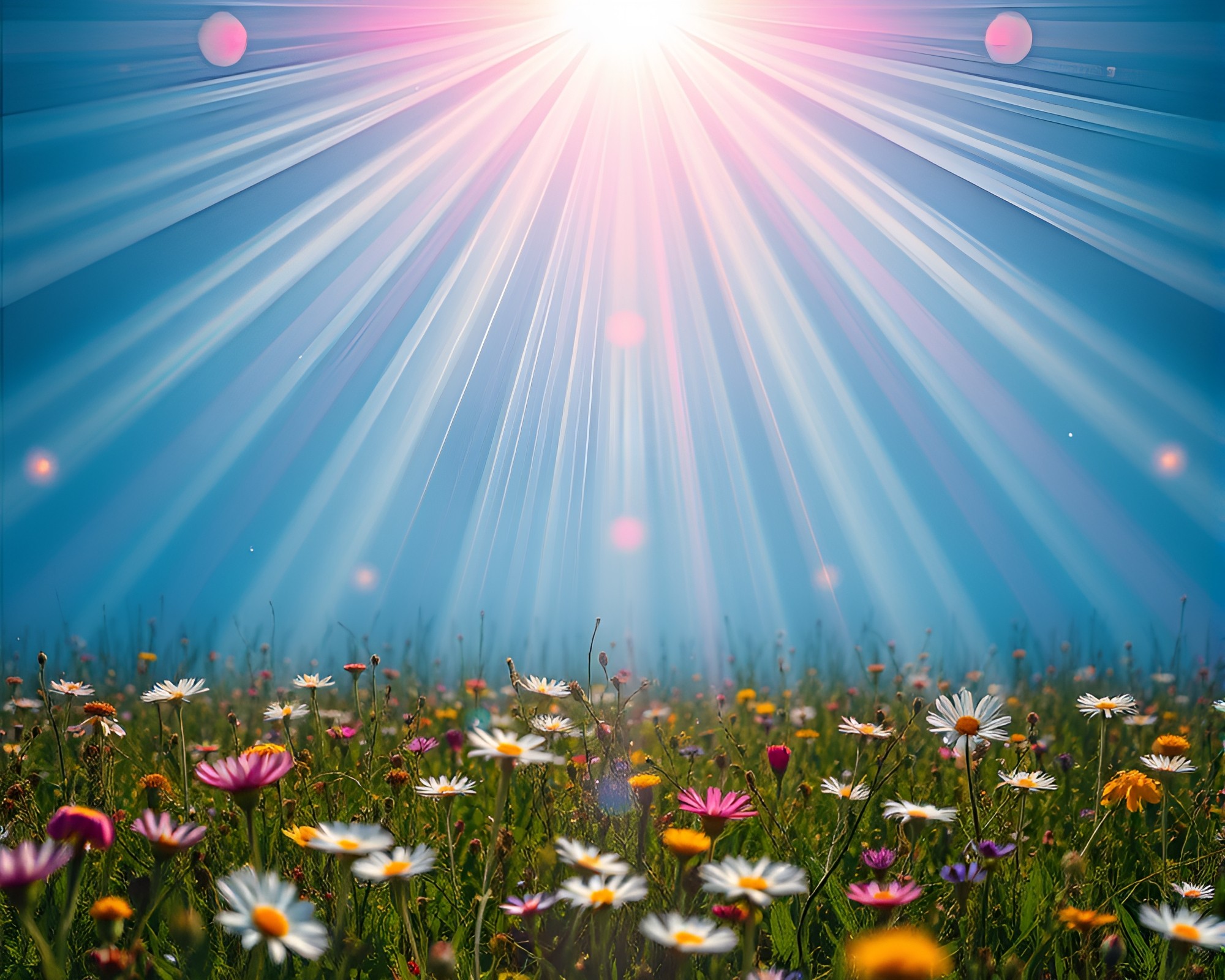 Ethereal Meadow Blossoming with Holographic Radiance – free AI stock image