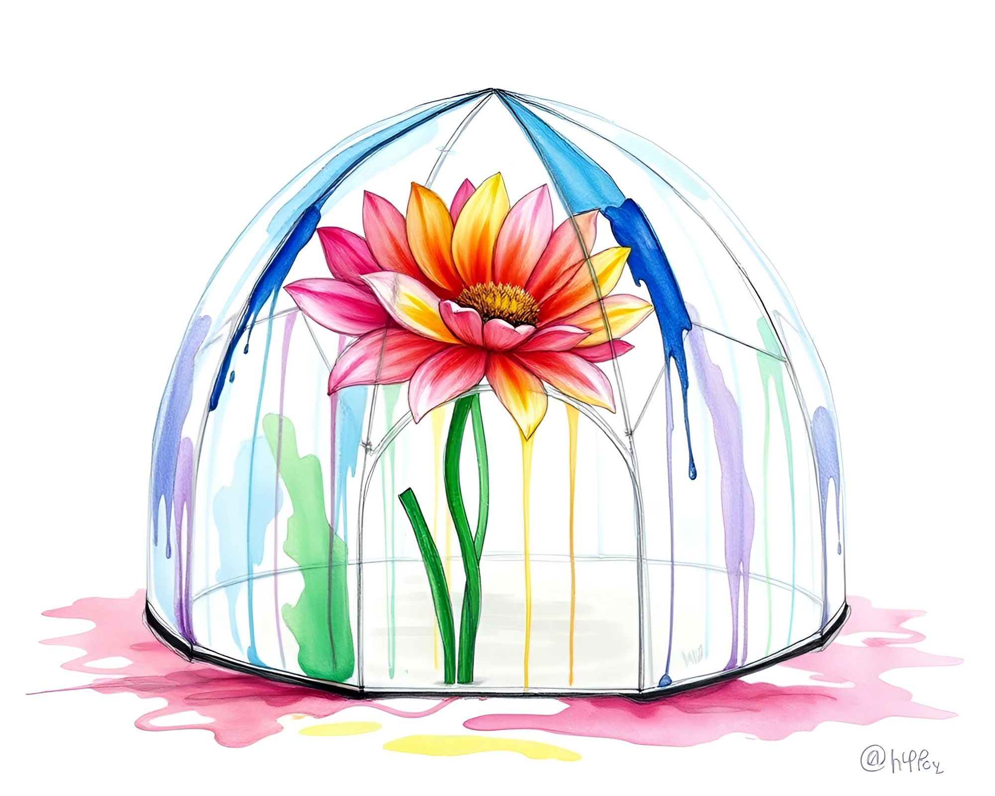 Abstract Glass Igloo in Digital Bloom – free AI stock image
