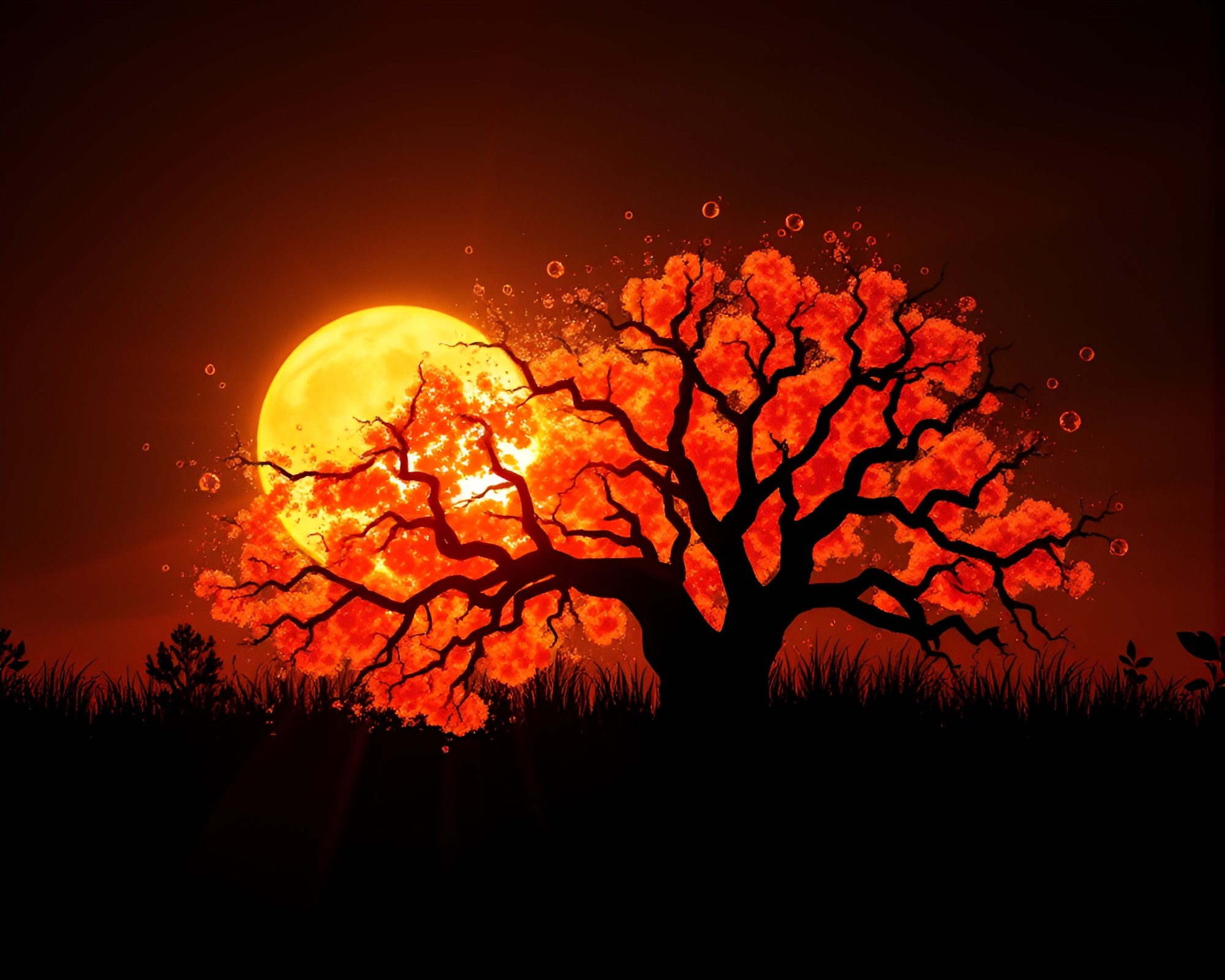 Glowing Pumpkin Pie Bubble Silhouette – free AI stock image