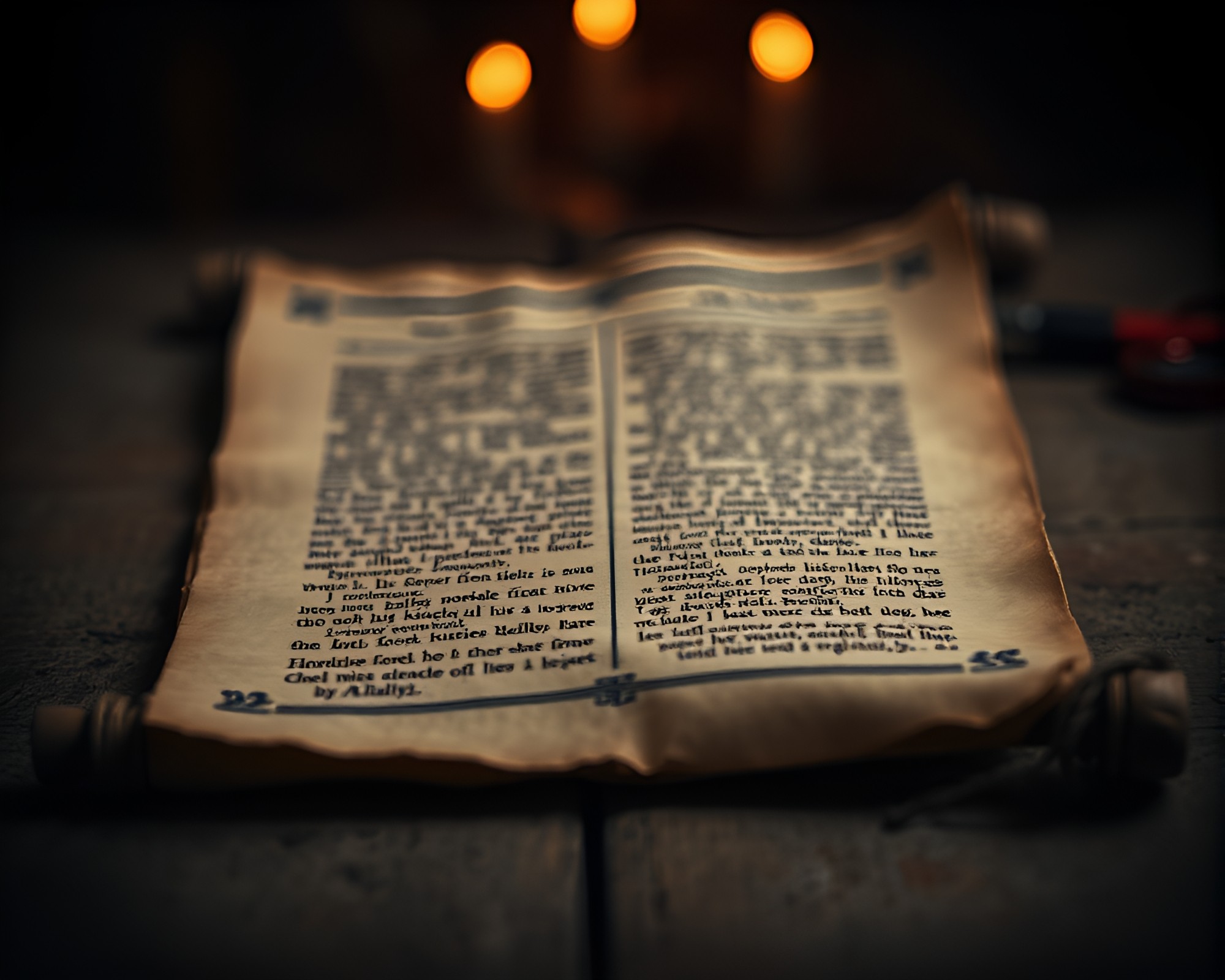 Ancient Scroll Illuminated in Chiaroscuro Light – free AI stock image