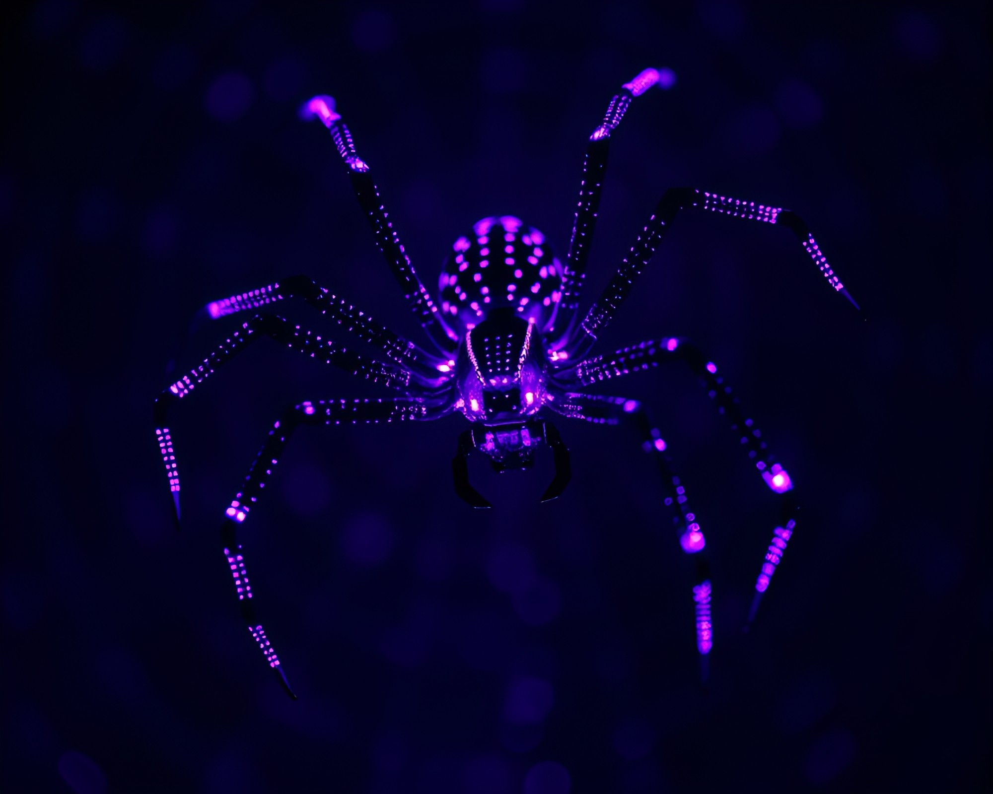 Twilight Purple Mechanical Spider in Dot Matrix Composition – free AI stock image