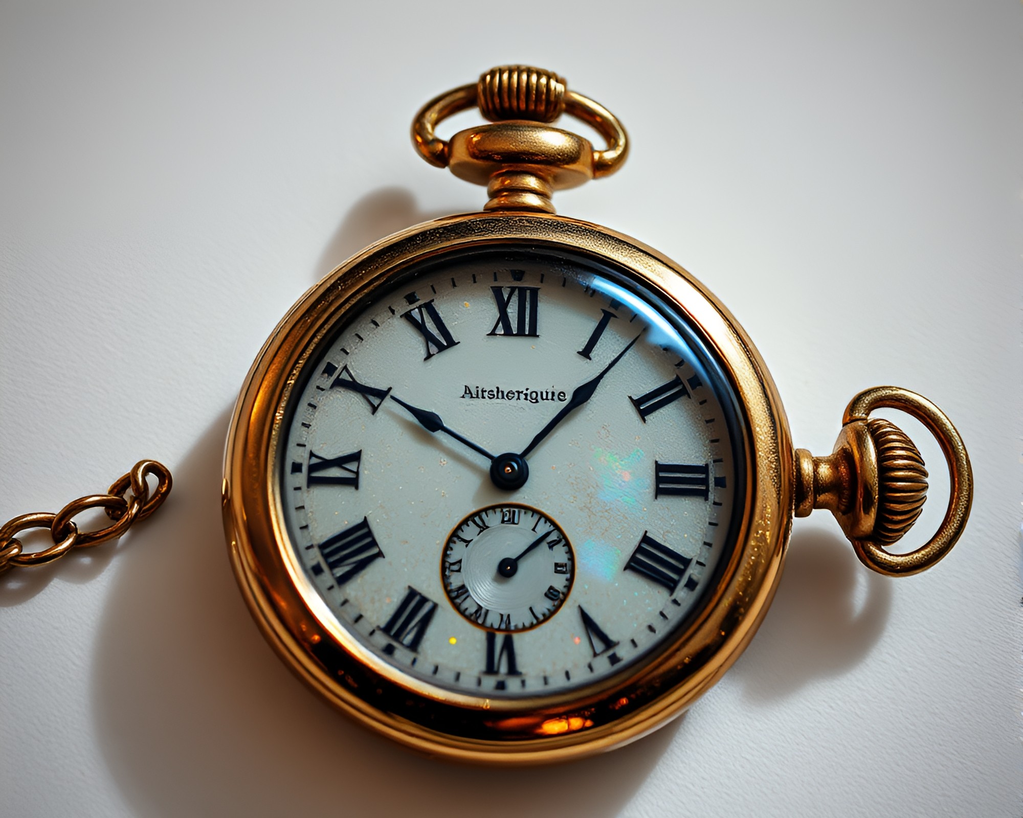 Gilded Highlights on Iridescent Pocket Watch with Ink Wash – free AI stock image
