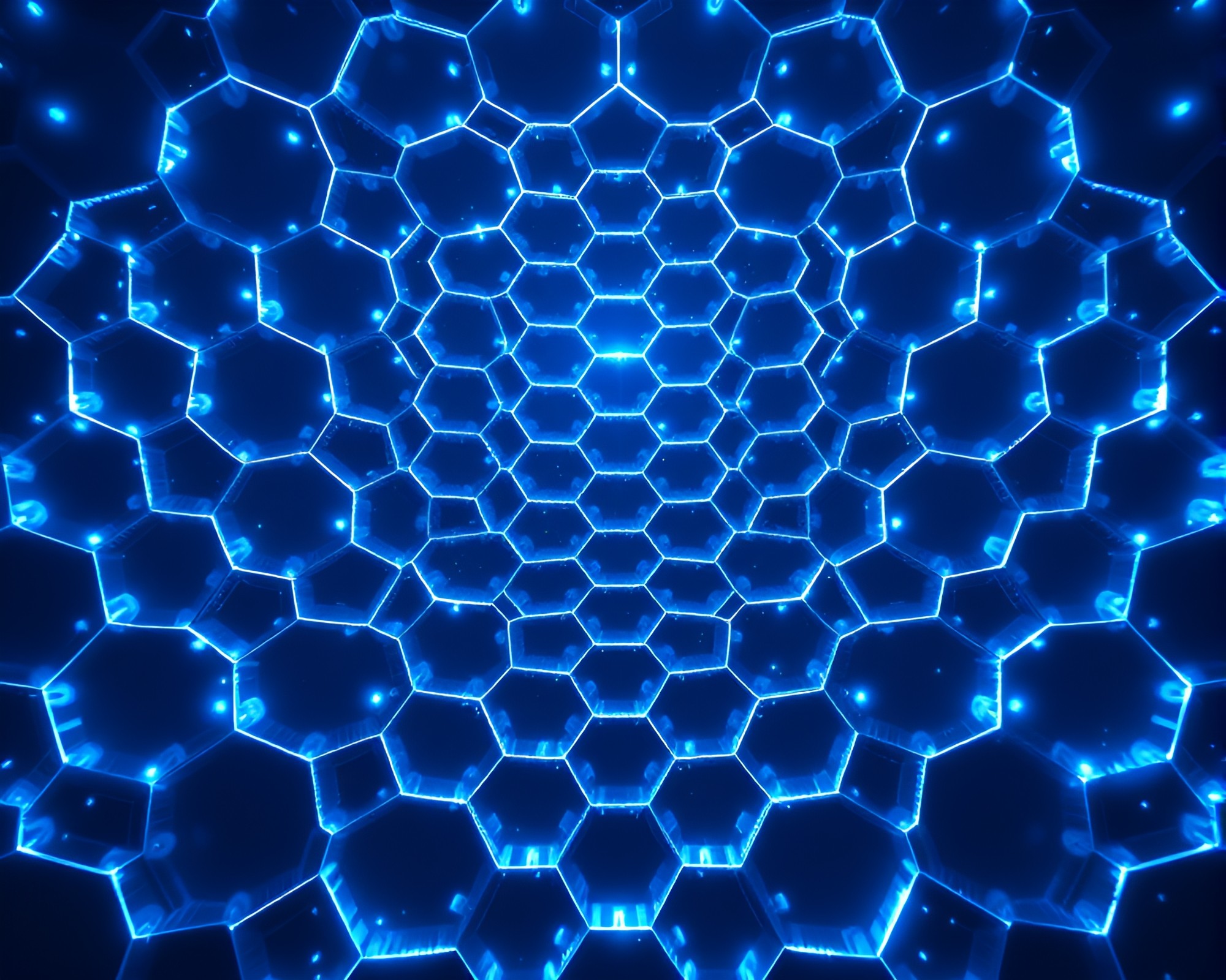 Quantum Arctic Hexagons Illuminated by Spotlight Effect – free AI stock image