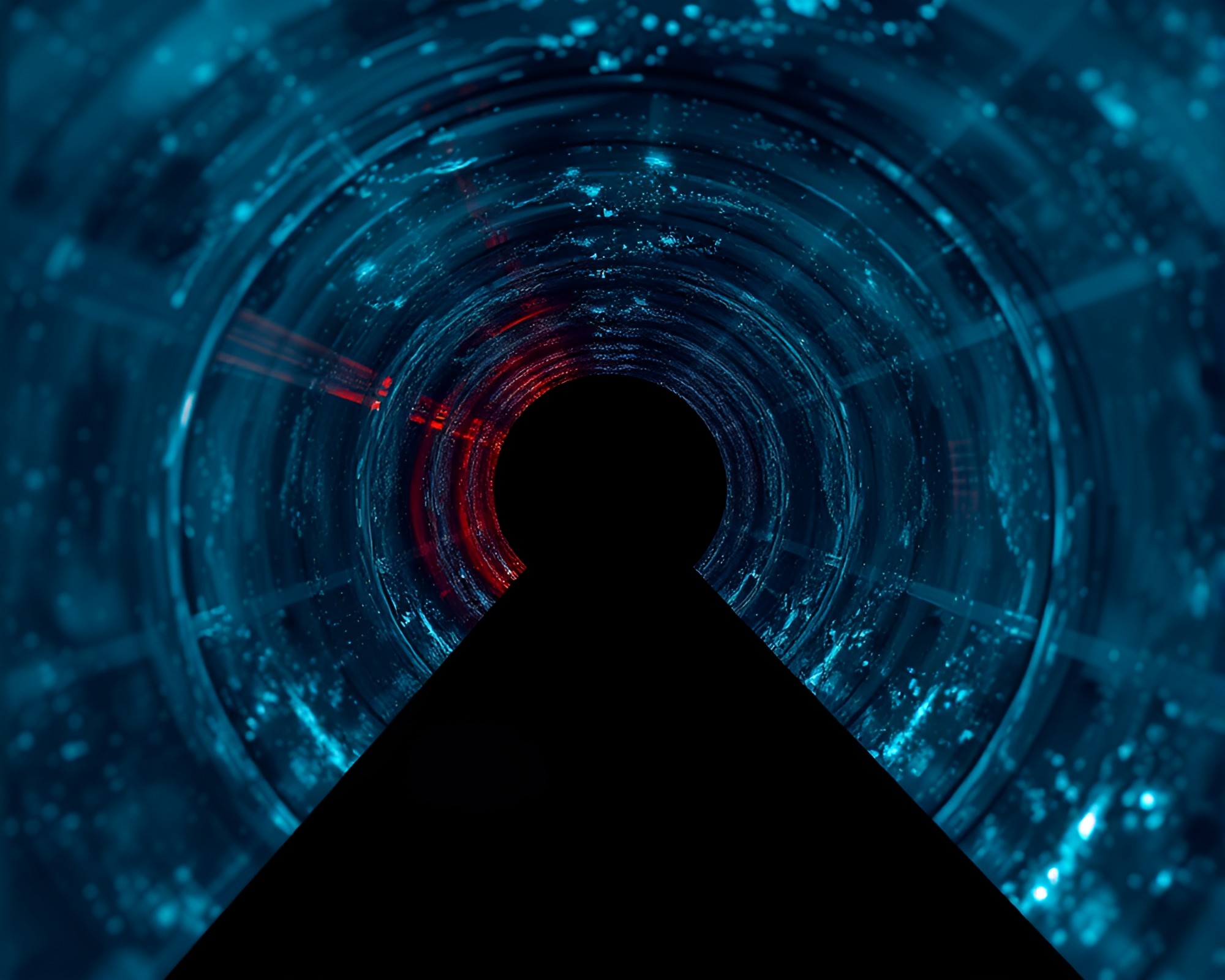 Glass Tunnel Silhouette with Oil-Rich Textured Digital Noise – free AI stock image
