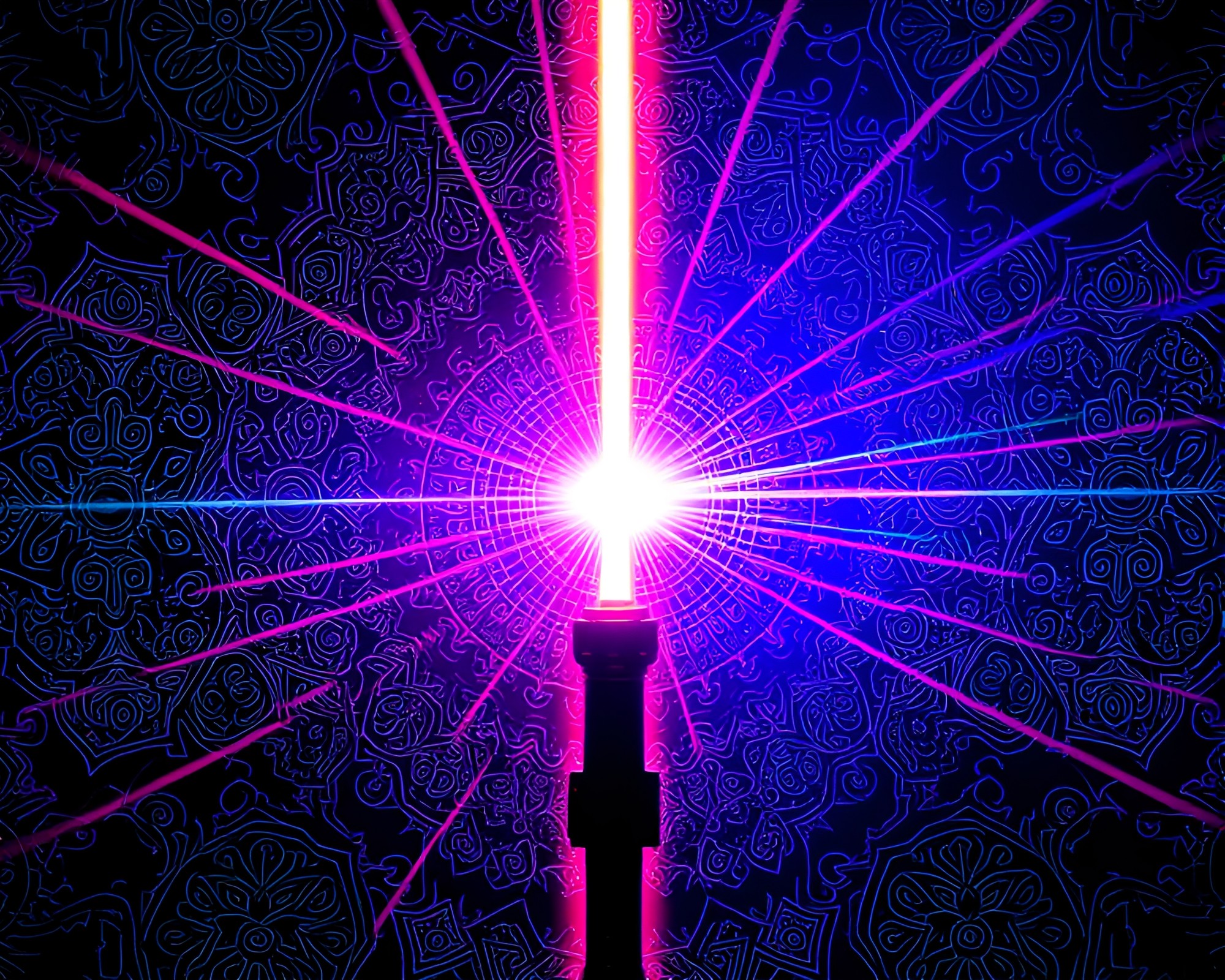 Intricate Duotone Laser Sword Patterns – free AI stock image