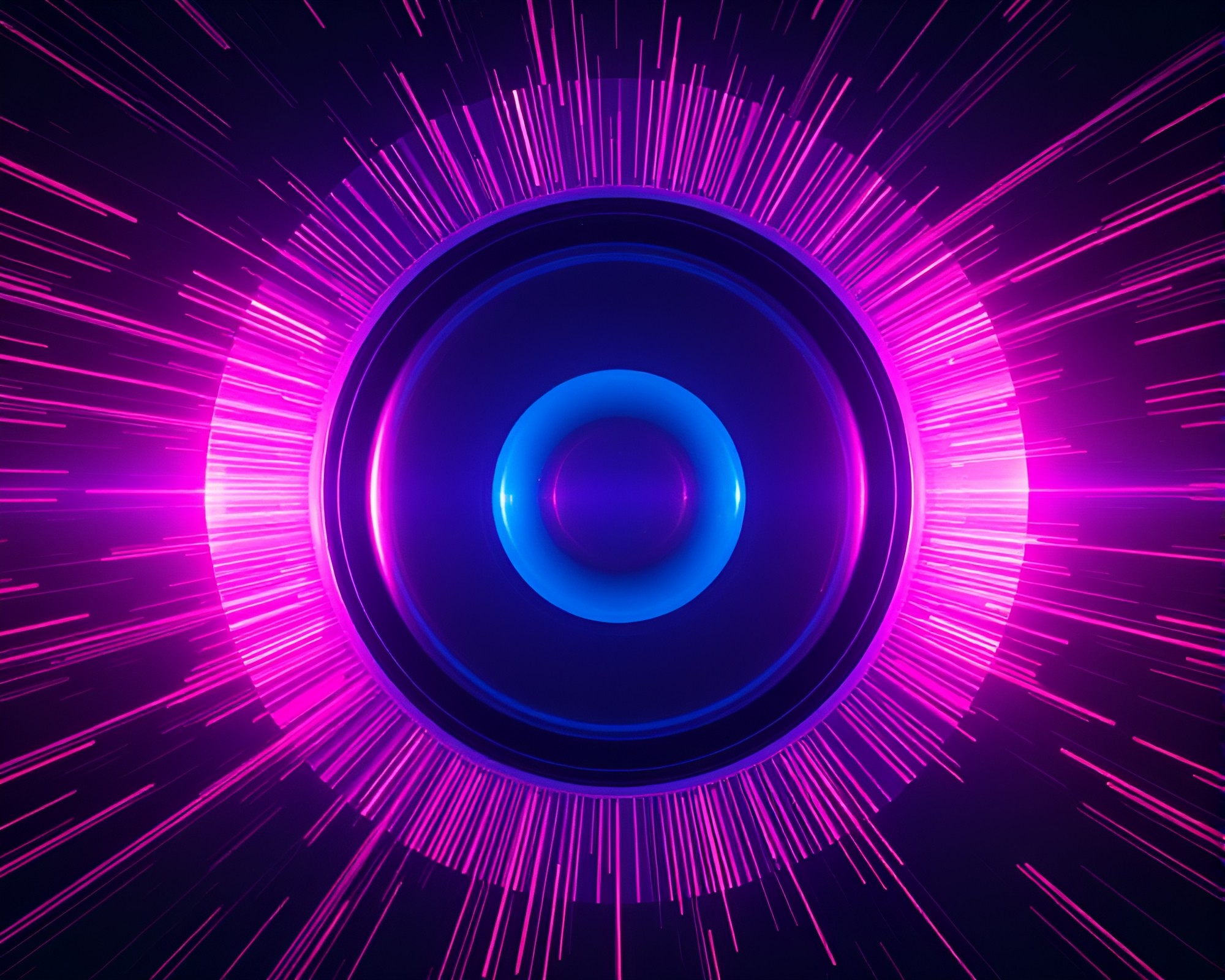 Futuristic Satellite Lens Distortion in Retrowave Style – free AI stock image