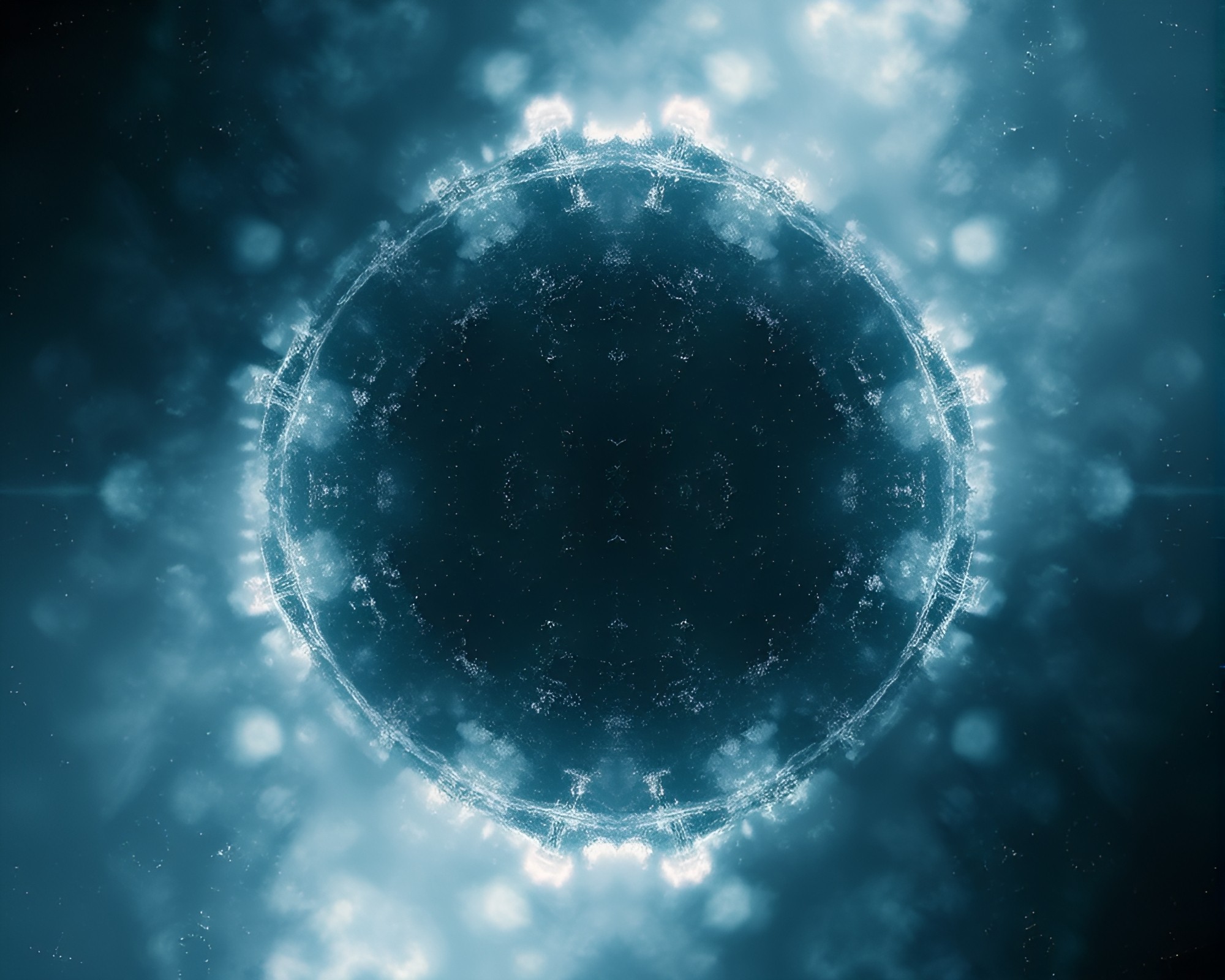 Symmetrical Space Habitat in Holographic Mist – free AI stock image