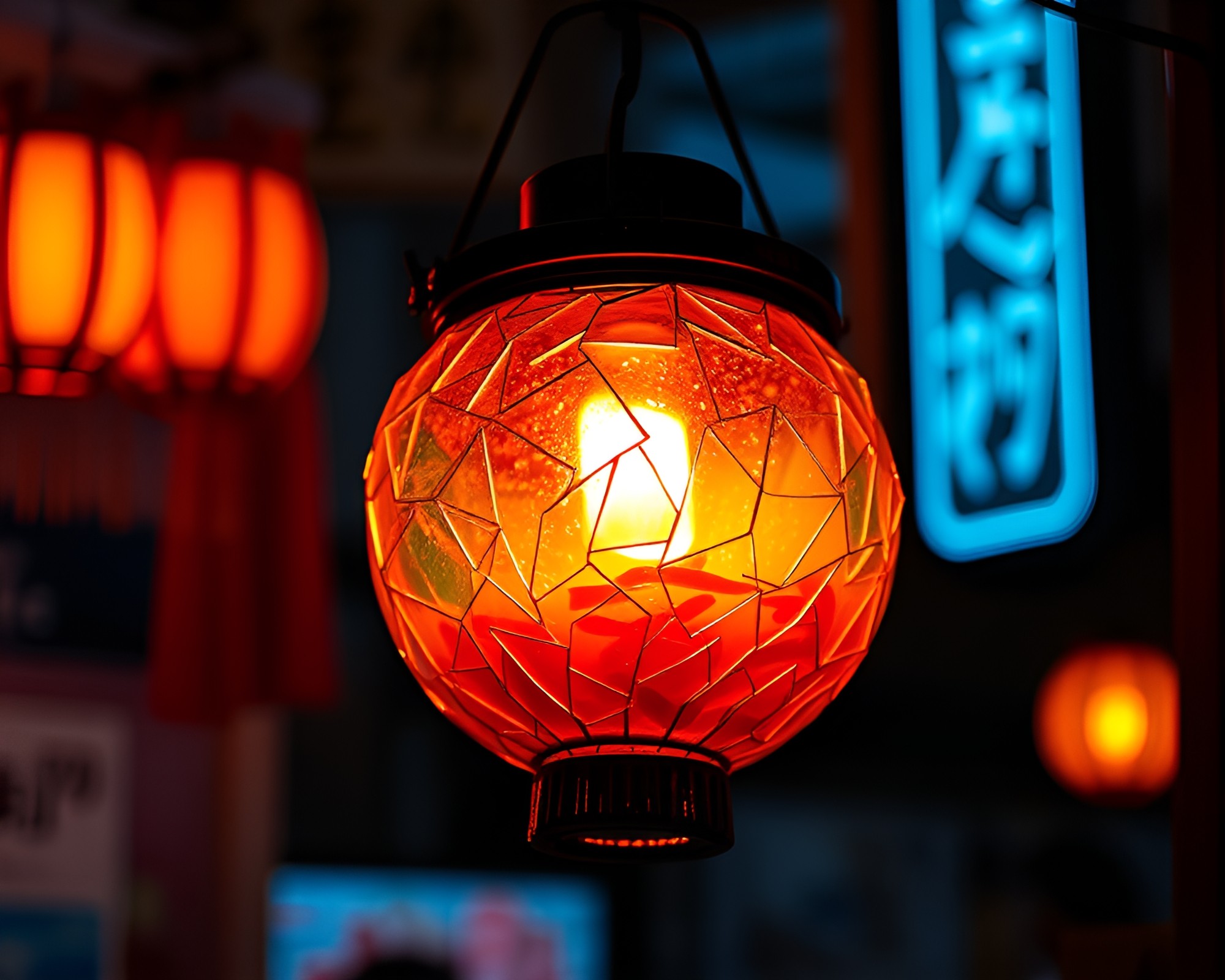 Shattered Ramen Bowl in Neon Pop Art Light – free AI stock image