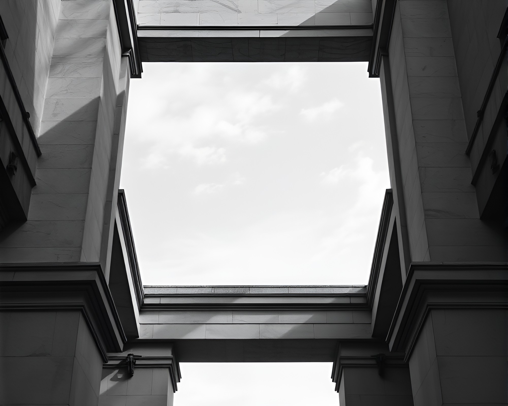 Monochrome Trumpet Silhouette in Architectural Frame – free AI stock image