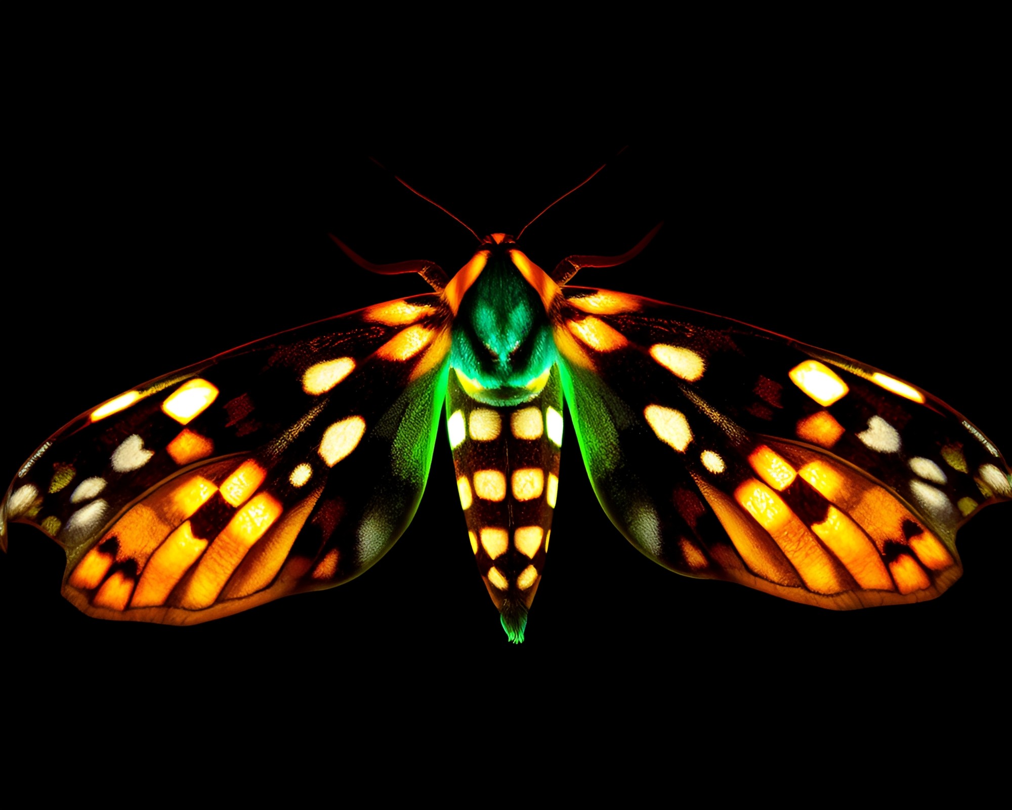 Checkered Moth in Firefly Glow: Manga Style Art – free AI stock image