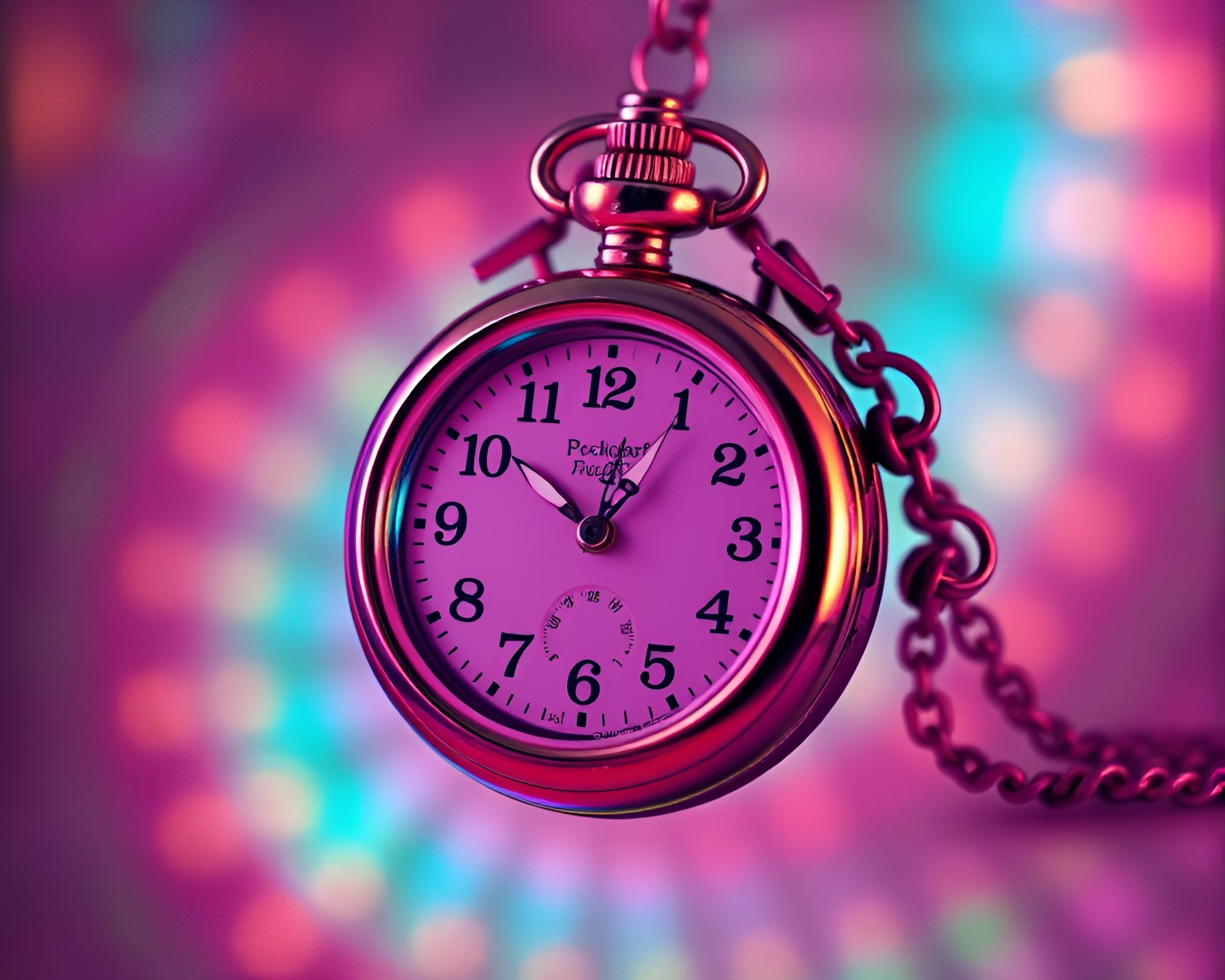 Fractal Art Pocket Watch in Thermal Colors – free AI stock image