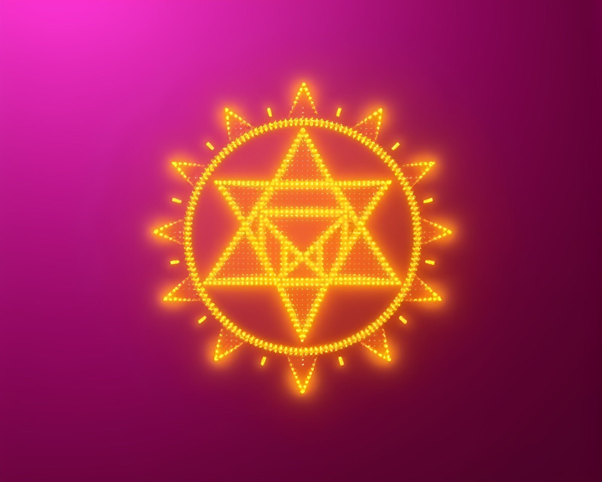 Esoteric LED Pixel Grid Sigil Illuminated Yellow – free AI stock image
