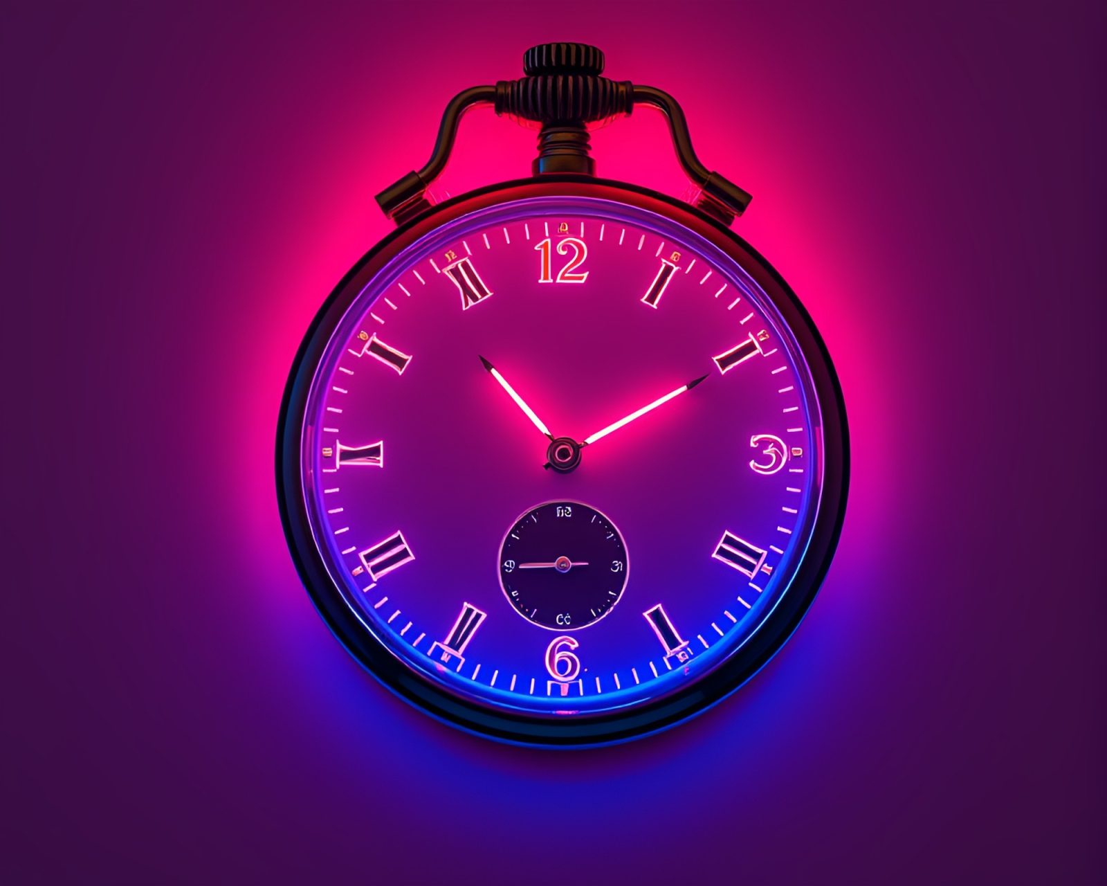 Paper cutout style illustration of glowing pocket watch