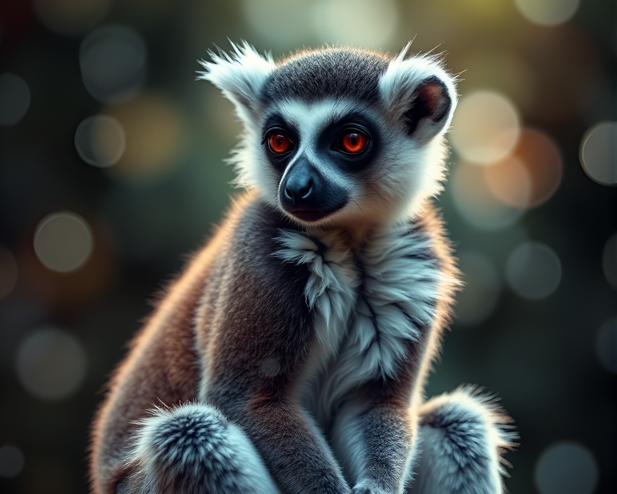 Fractal Lemur Floating in Soft Shadows with Bokeh Effect – free AI stock image