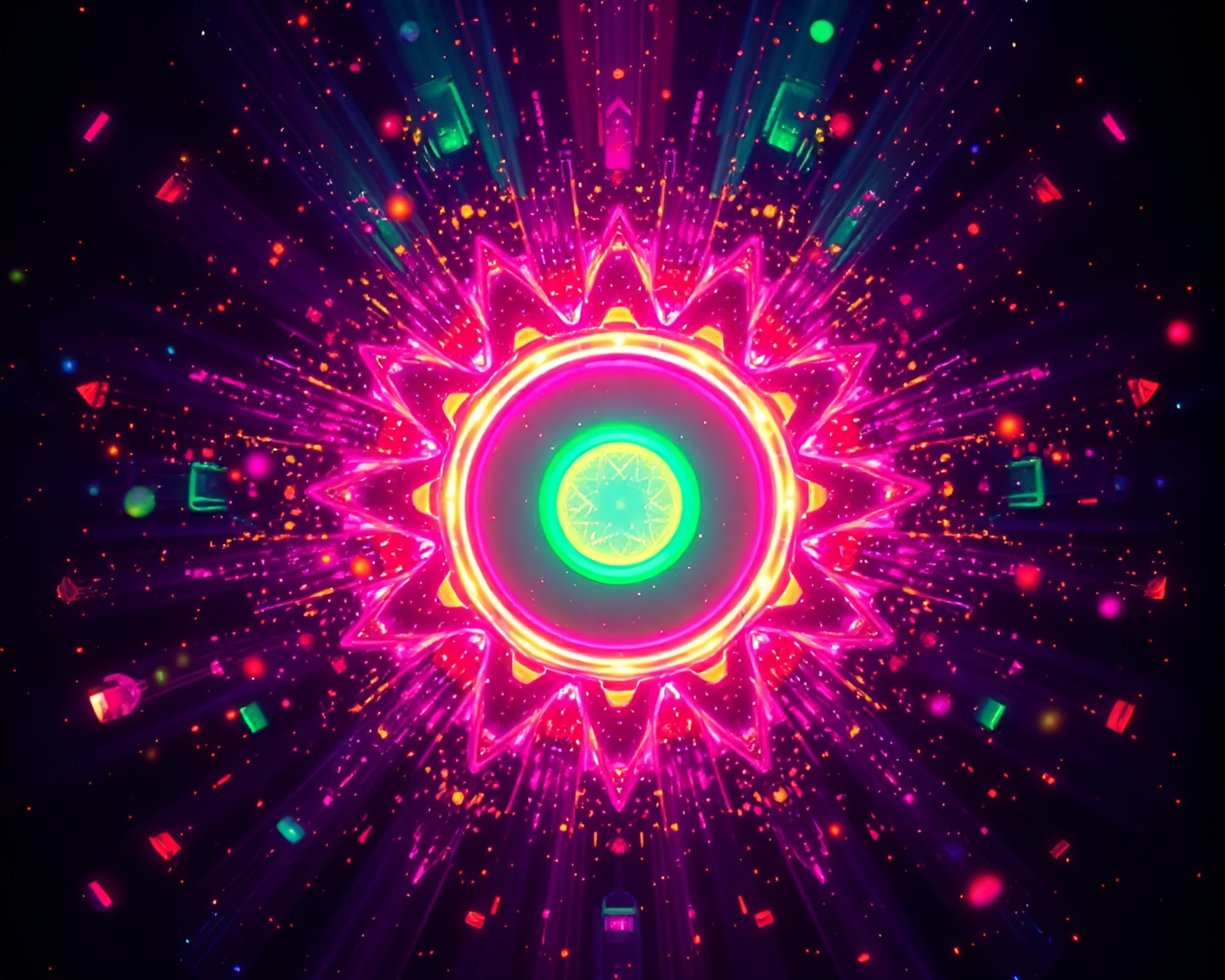 Acrylic Spattered Zero-Point Energy Reactor with Jewel Tones – free AI stock image