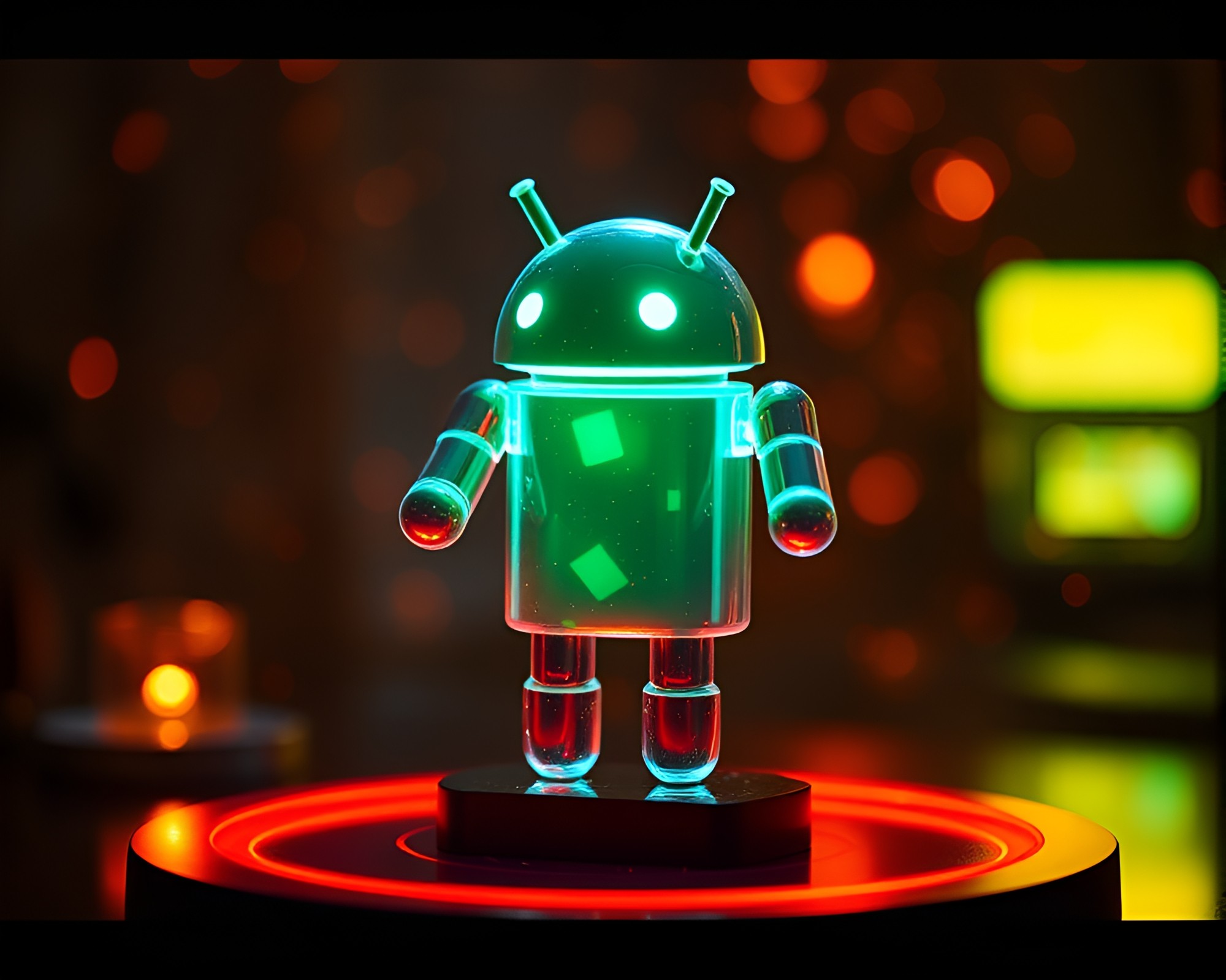 Android in Holographic Stop-Motion Animation – free AI stock image
