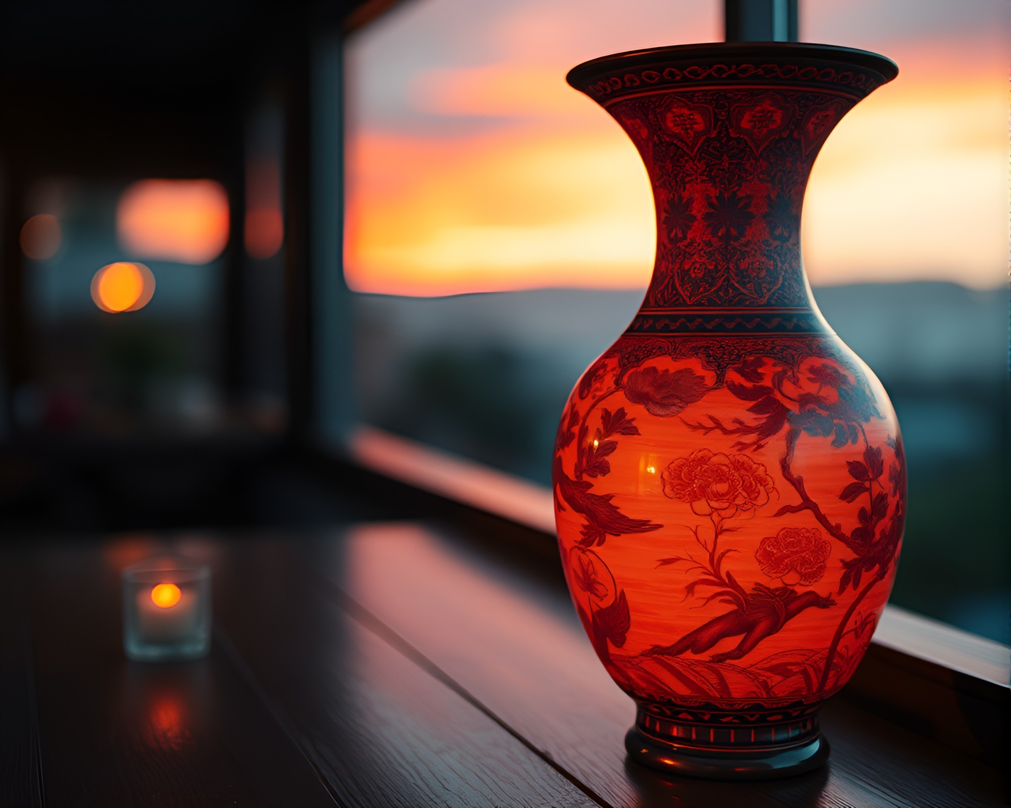 Glitch-Cloisonné Fusion: Sunset Harmony – free AI stock image