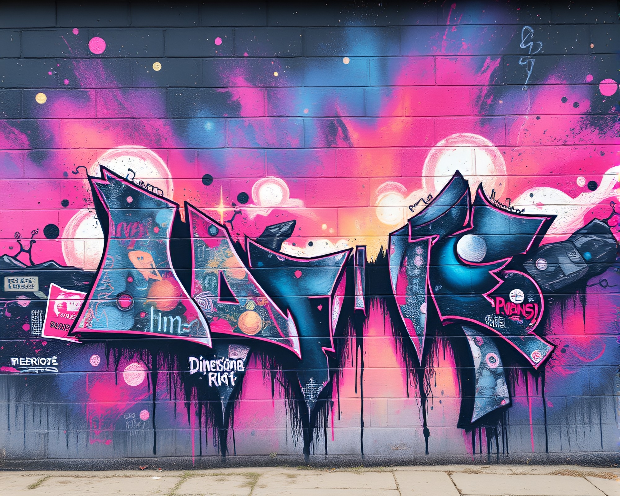 Cosmic Dimensional Rift: Cybernetic Mural Graffiti Art – free AI stock image