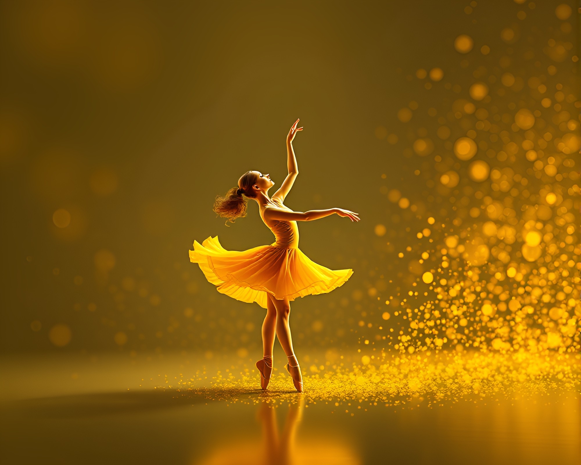 Spiral Ballet: Mustard Yellow Pop in Subsurface Scattering – free AI stock image