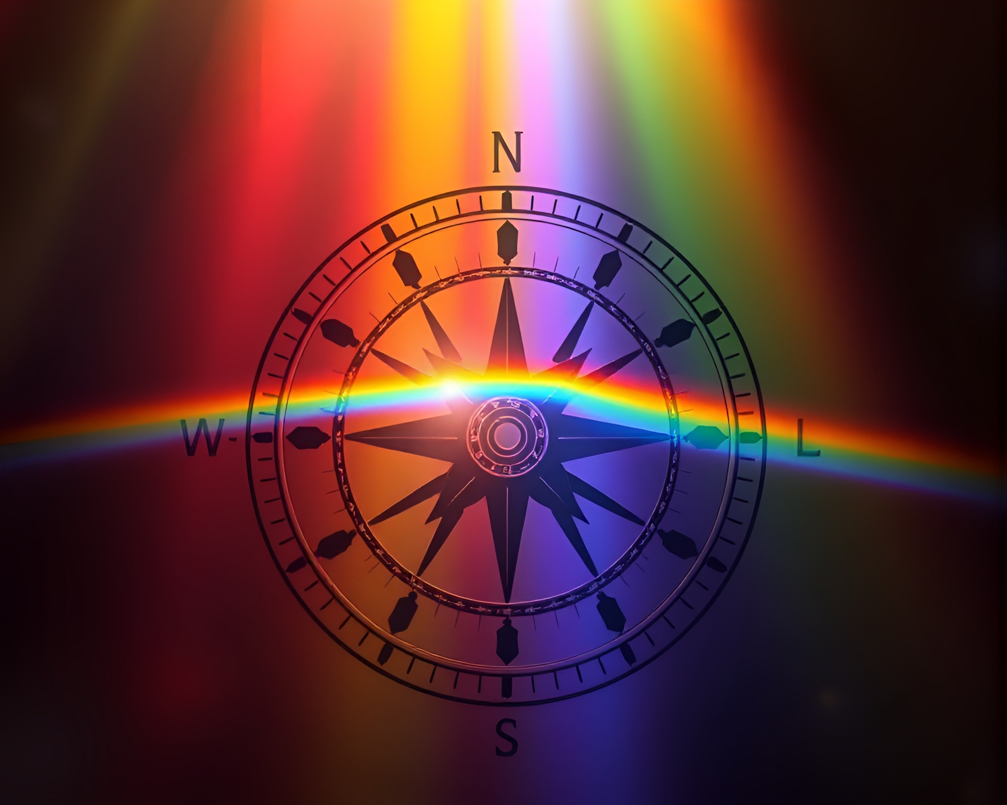 Vibrant Rainbow Compass Refraction Vector Art – free AI stock image